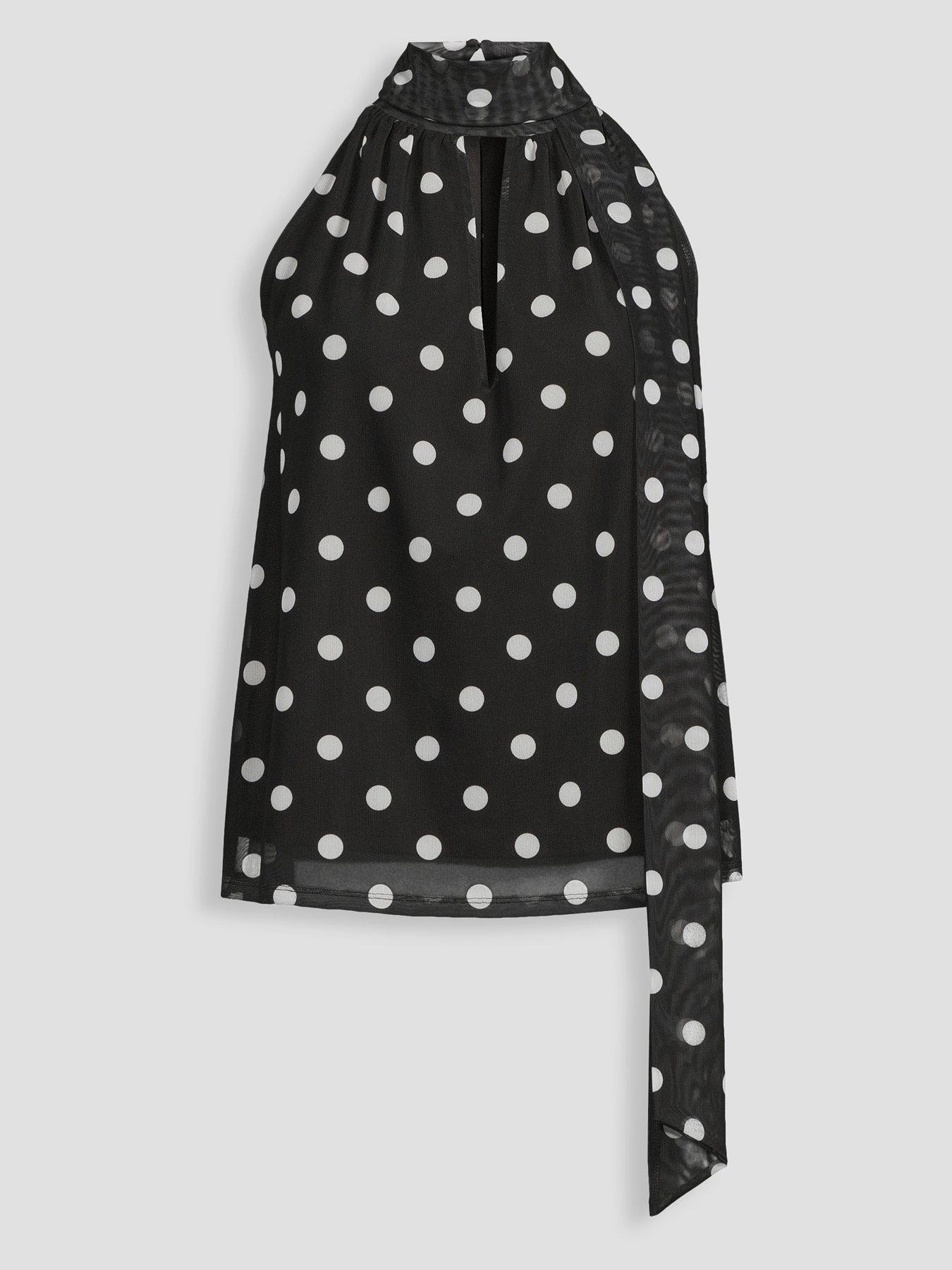 The Very Collection Scarf Neck Spot Top - Black | Very