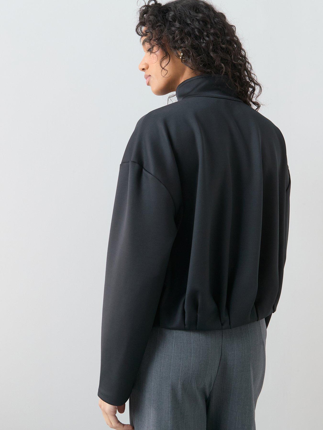 Image 2 of 6 of The Very Collection Zip Up Funnel Neck Bubble Hem Jacket - Black