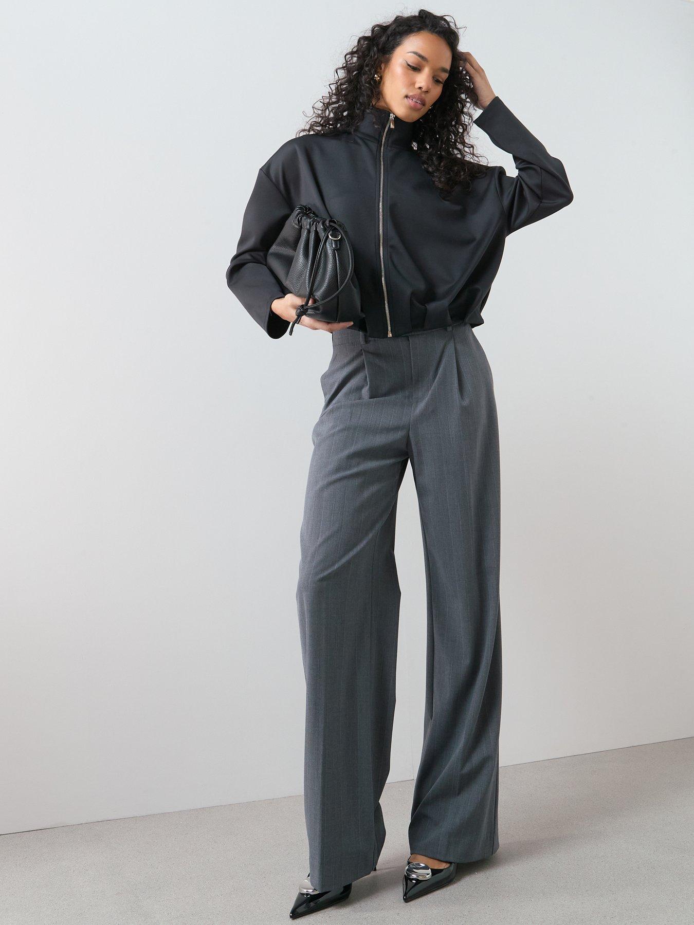 Image 3 of 6 of The Very Collection Zip Up Funnel Neck Bubble Hem Jacket - Black