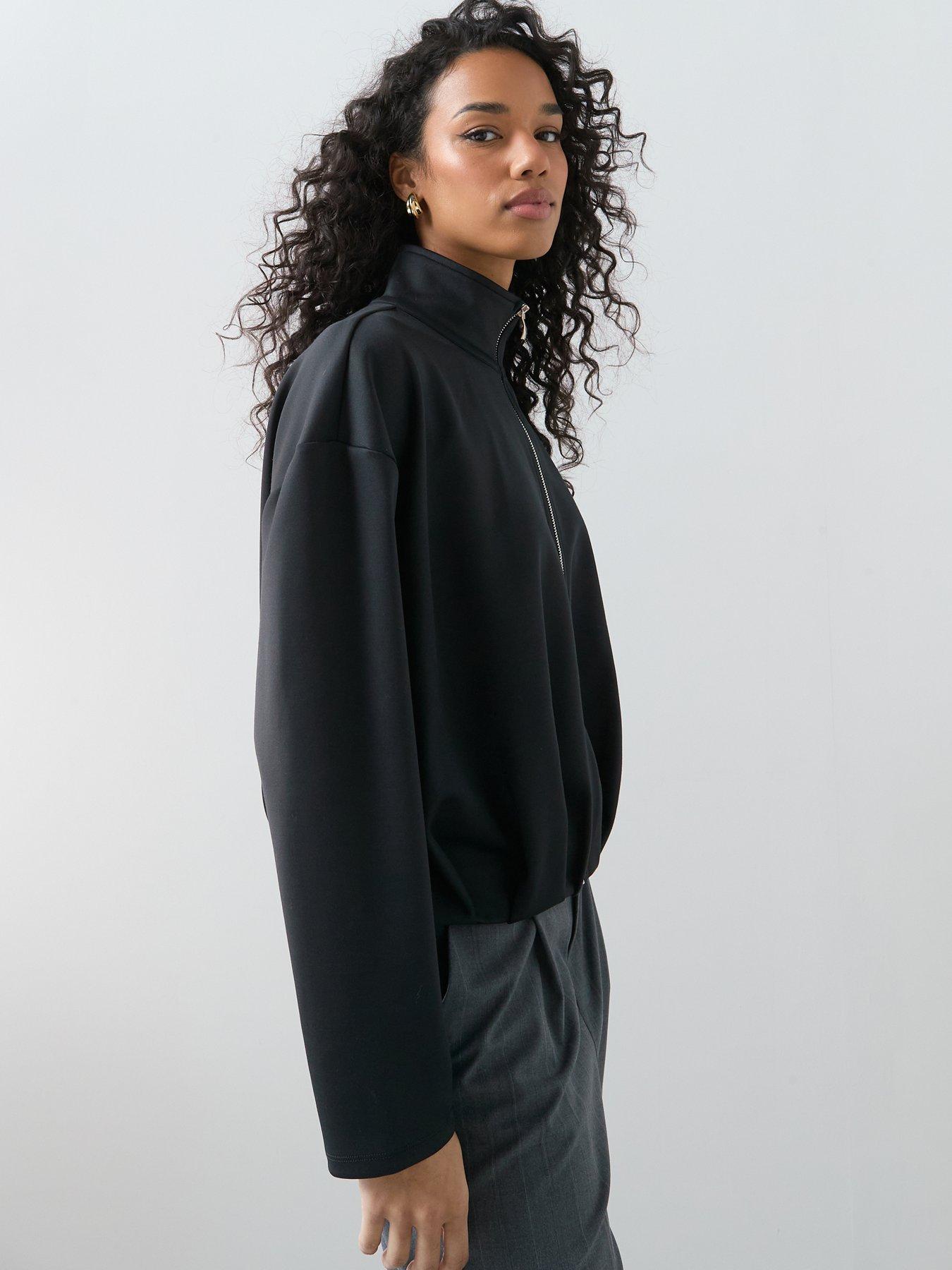 Image 5 of 6 of The Very Collection Zip Up Funnel Neck Bubble Hem Jacket - Black
