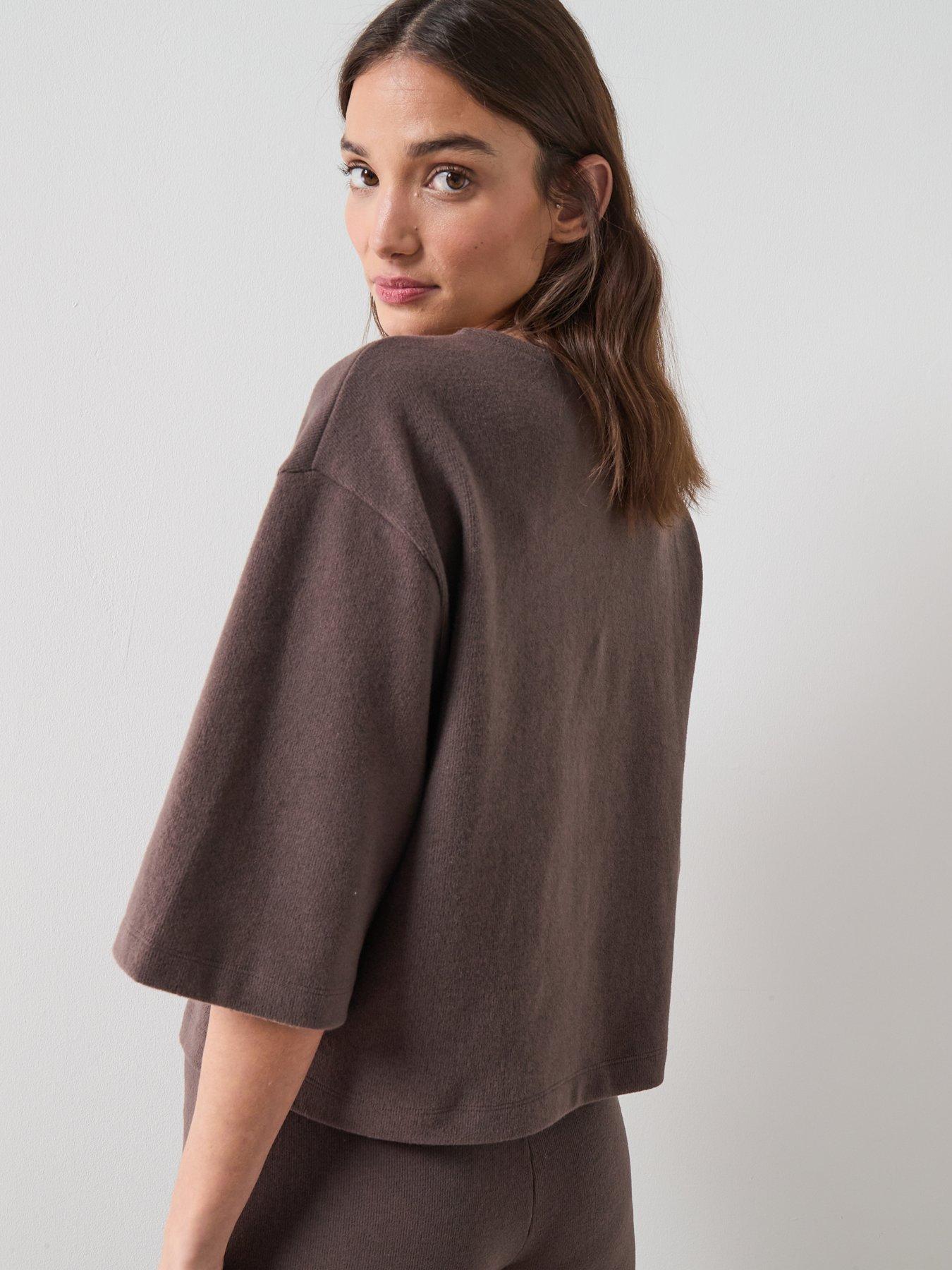 Image 2 of 7 of The Very Collection Button Through Short Sleeve Top - Brown