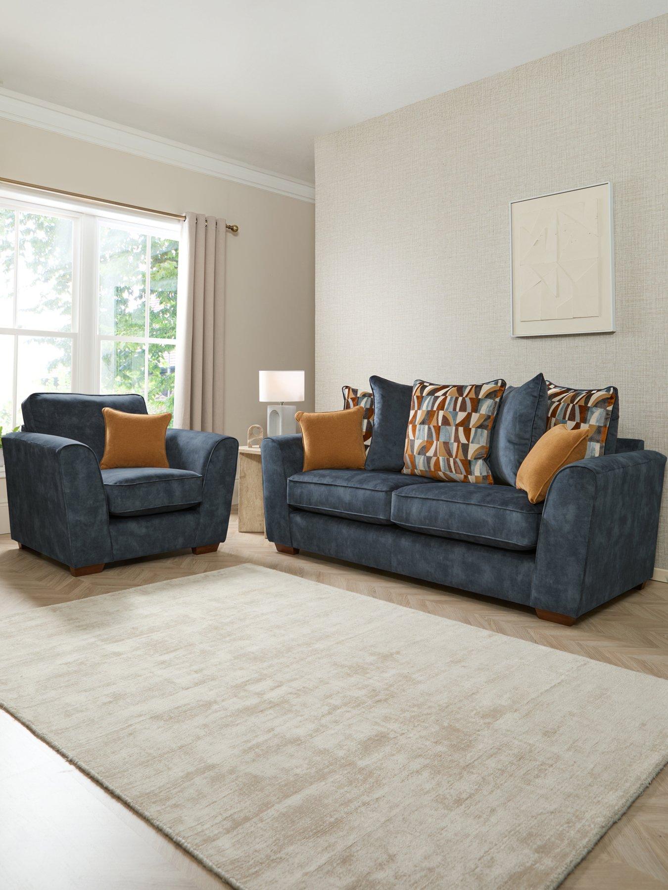 Very Home Como Fabric 3 Seater Sofa + Snuggle Chair Set (Buy  &  SAVE!) - Made to Order in the UK