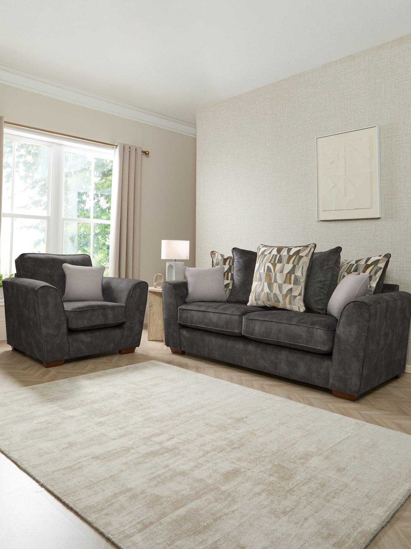 The Very Collection Como Fabric 3 Seater Sofa + Snuggle Chair Set (Buy  &  SAVE!) - Made to Order in the UK
