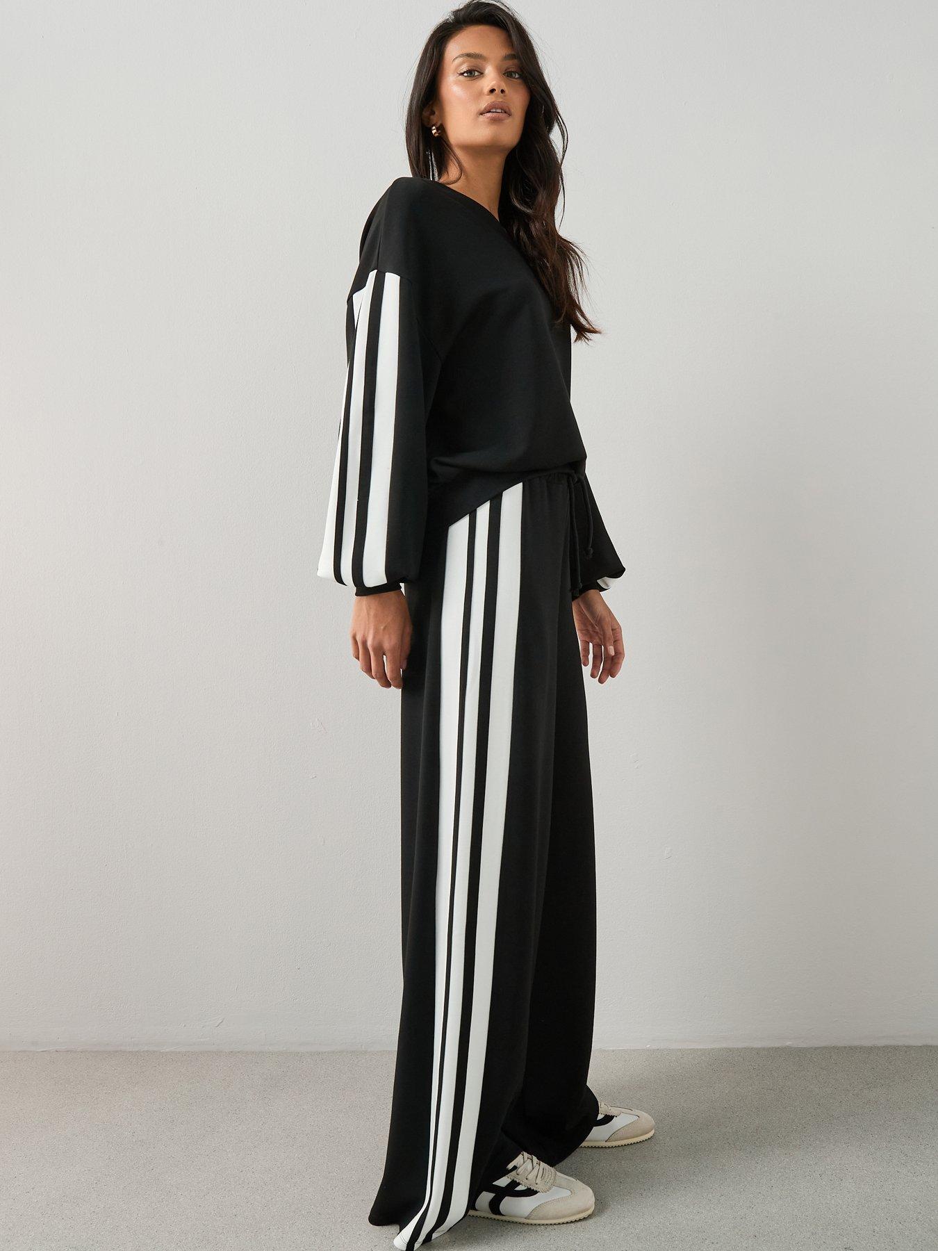 The Very Collection Side Stripe Wide Leg Trouser Co-Ord - Black