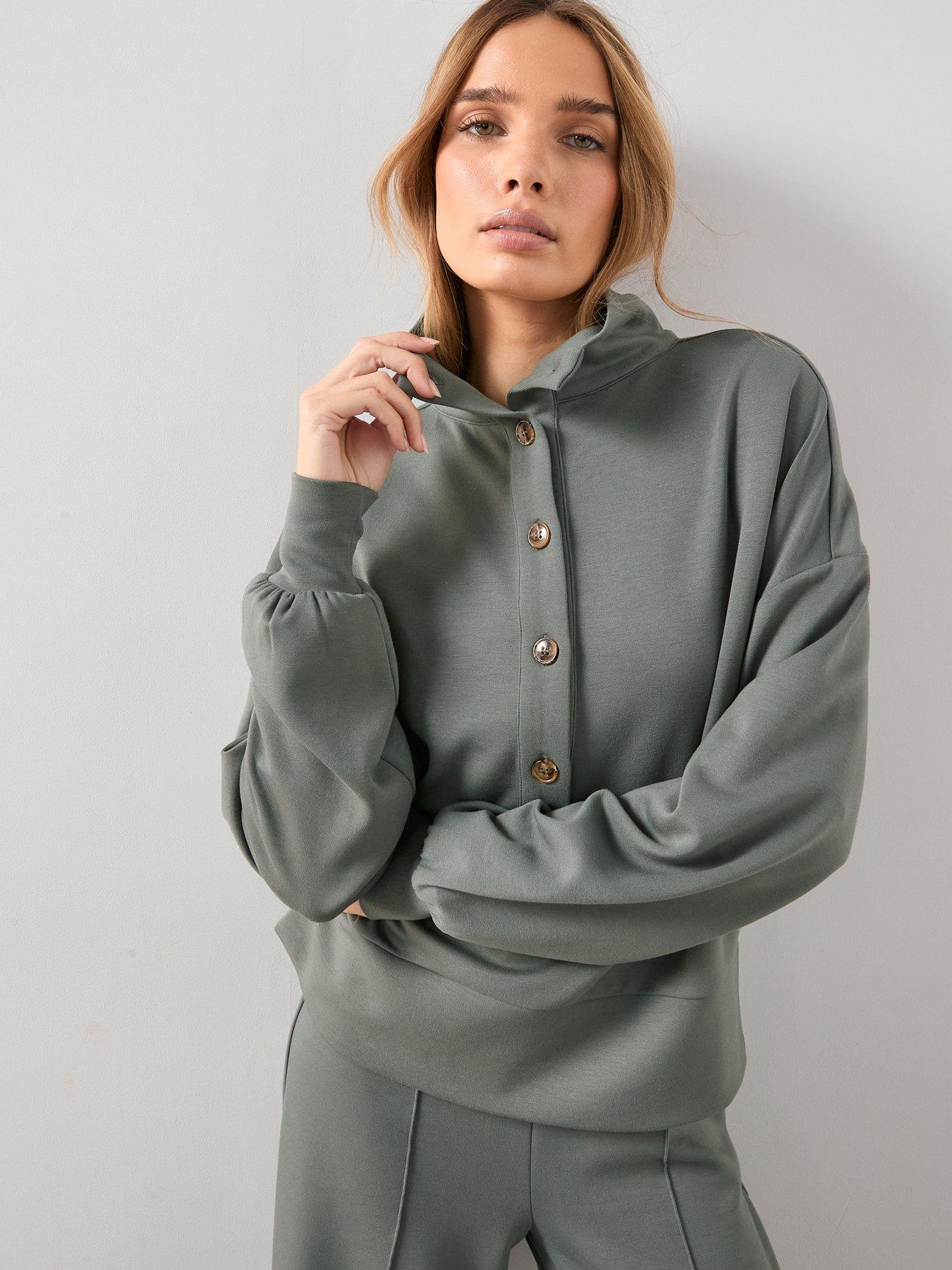 The Very Collection Funnel Neck Soft Touch Modal Top Co-Ord - Green