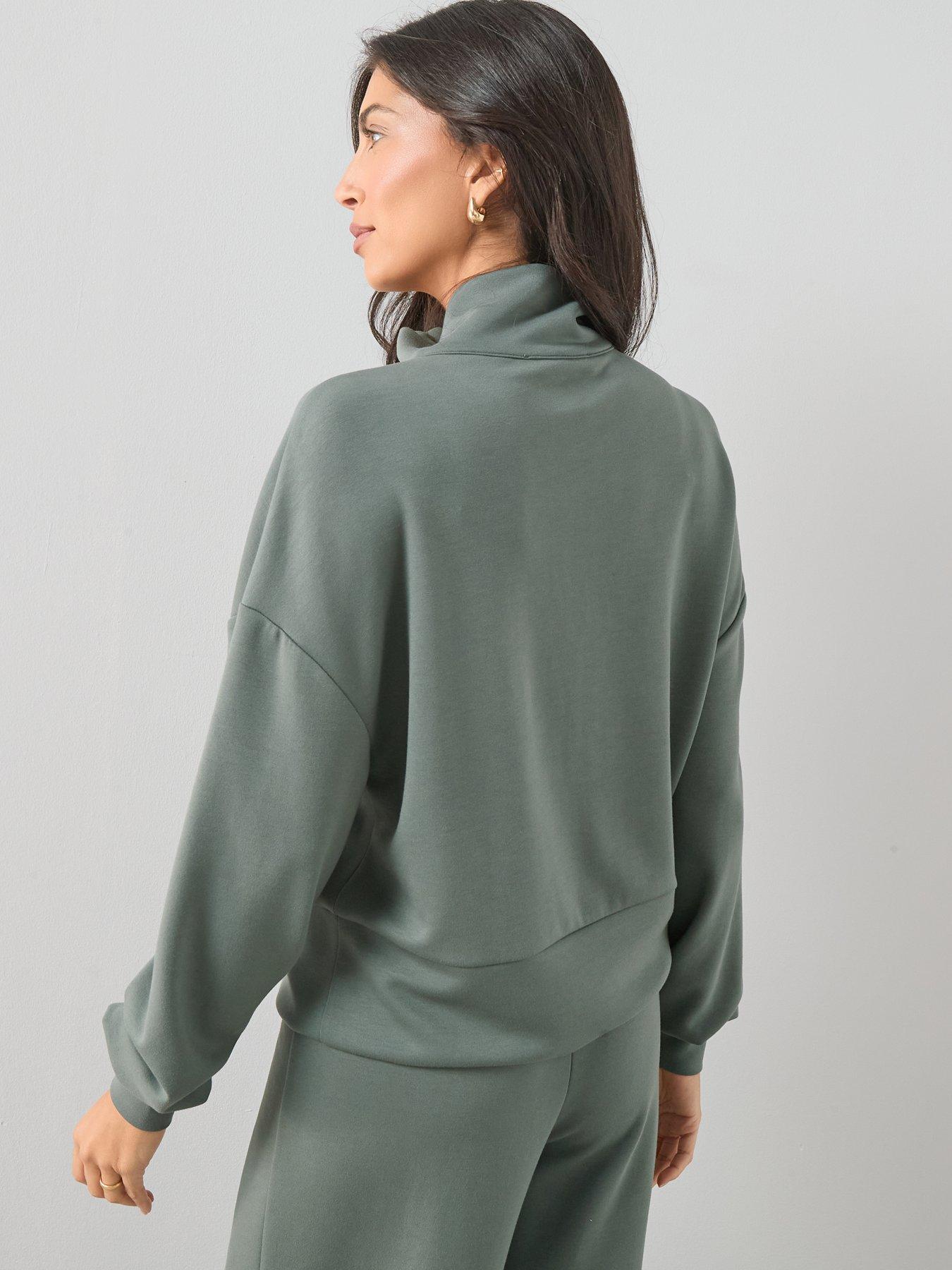 Image 2 of 7 of The Very Collection Funnel Neck Soft Touch Modal Top Co-Ord - Green