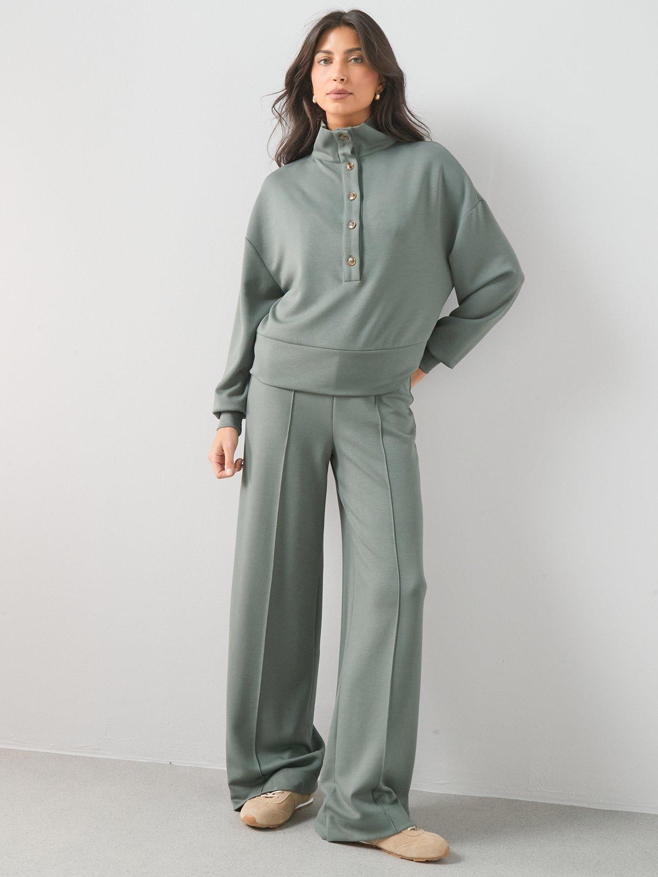 Image 3 of 7 of The Very Collection Funnel Neck Soft Touch Modal Top Co-Ord - Green