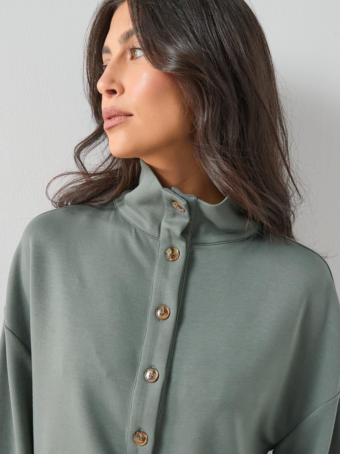 Image 4 of 7 of The Very Collection Funnel Neck Soft Touch Modal Top Co-Ord - Green