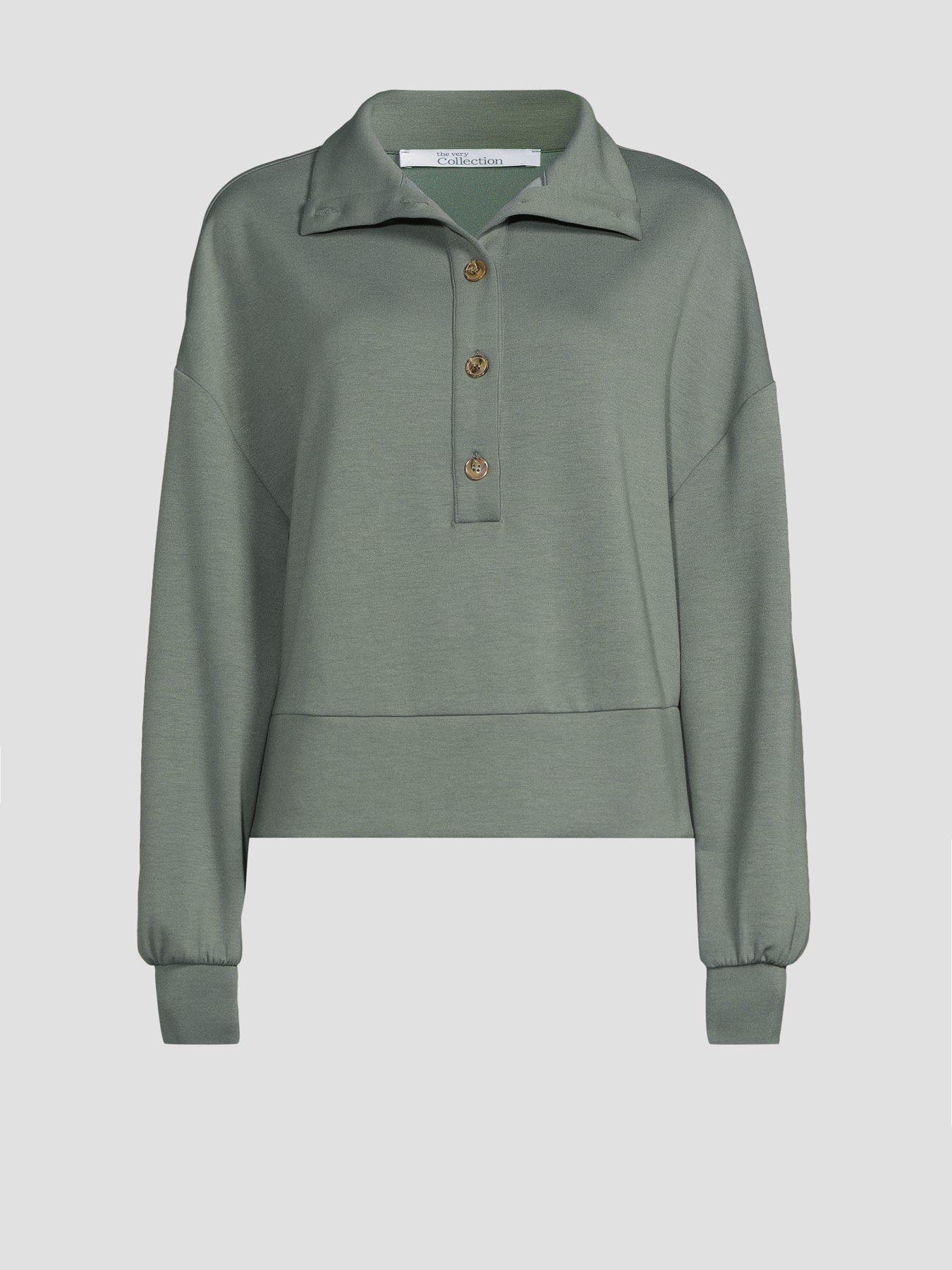 Image 7 of 7 of The Very Collection Funnel Neck Soft Touch Modal Top Co-Ord - Green