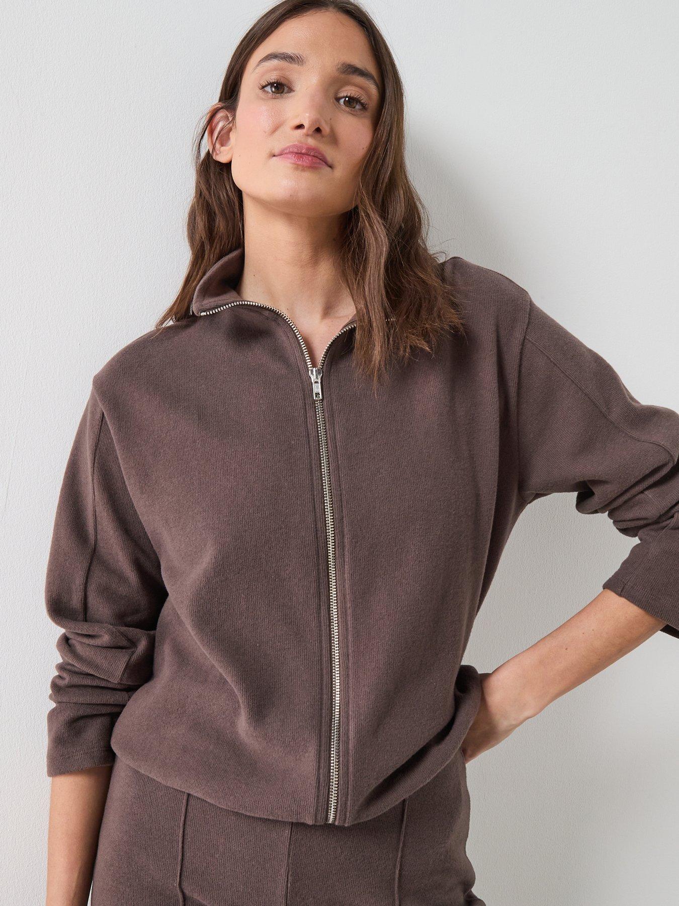 The Very Collection Zip Up Funnel Neck Jacket - Brown