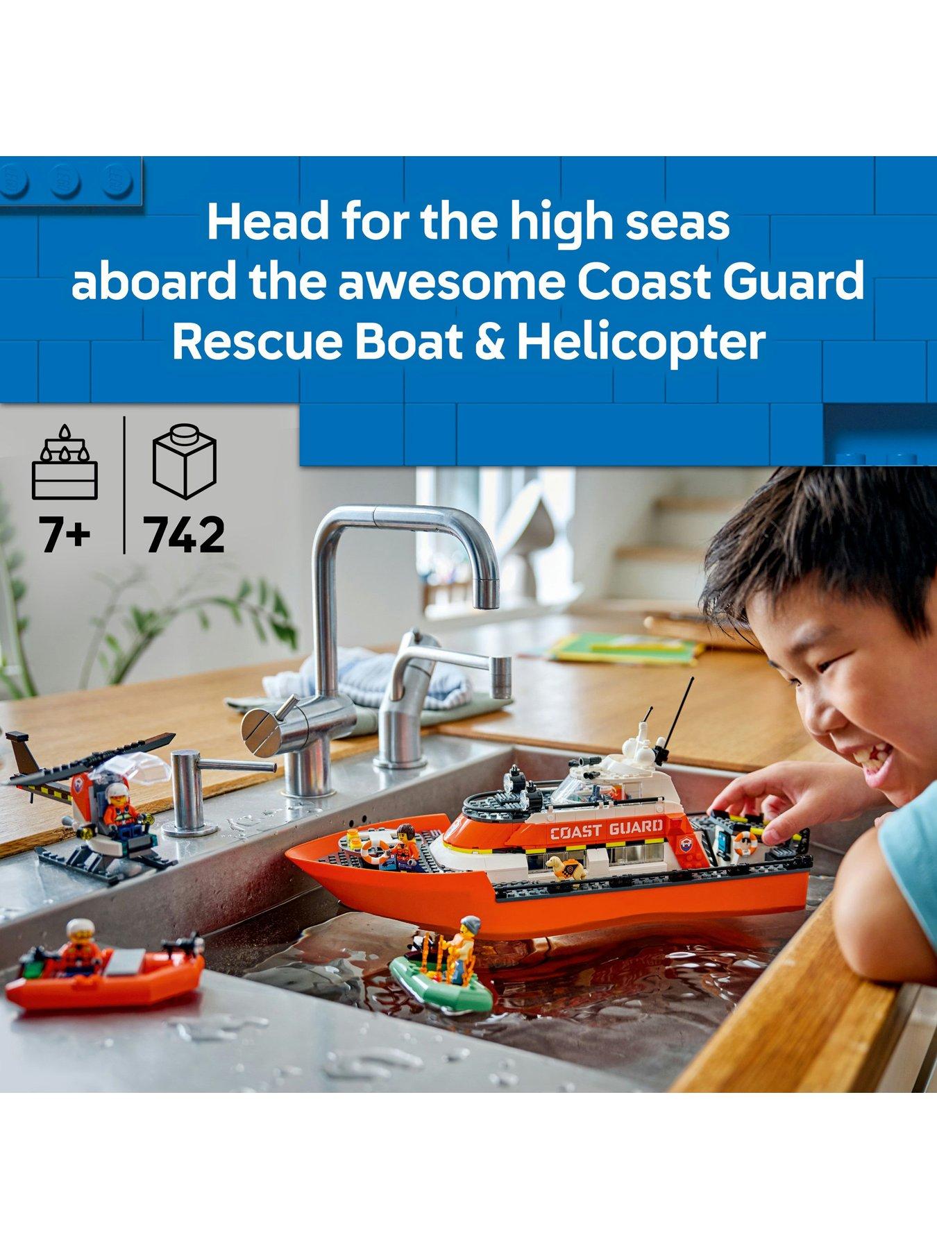 Image 2 of 8 of LEGO City Coast Guard Rescue Boat &amp; Helicopter Playset (60504)