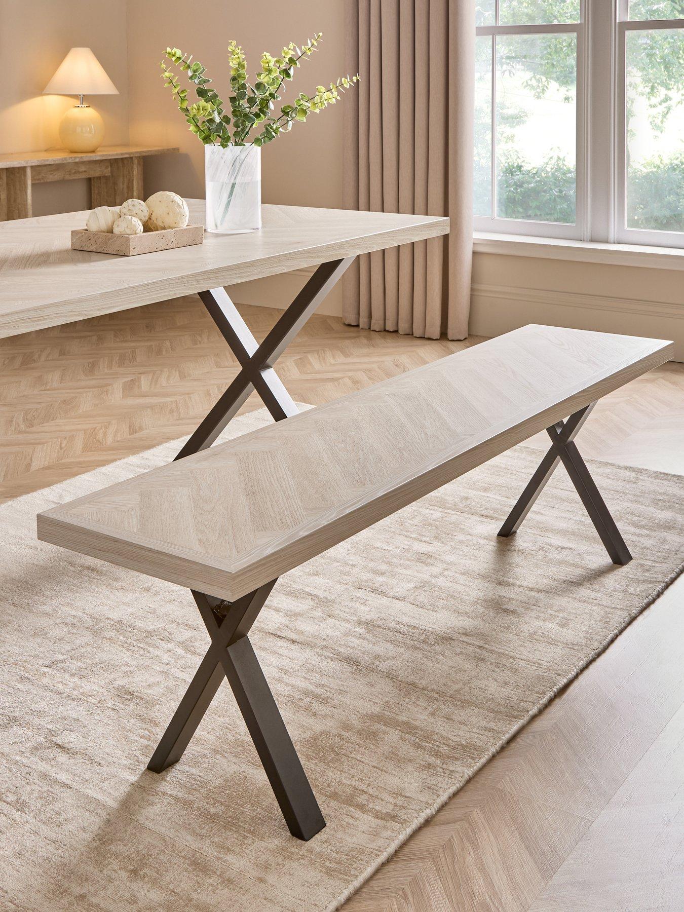 Very Home Kaia Chevron Bench With Black Legs