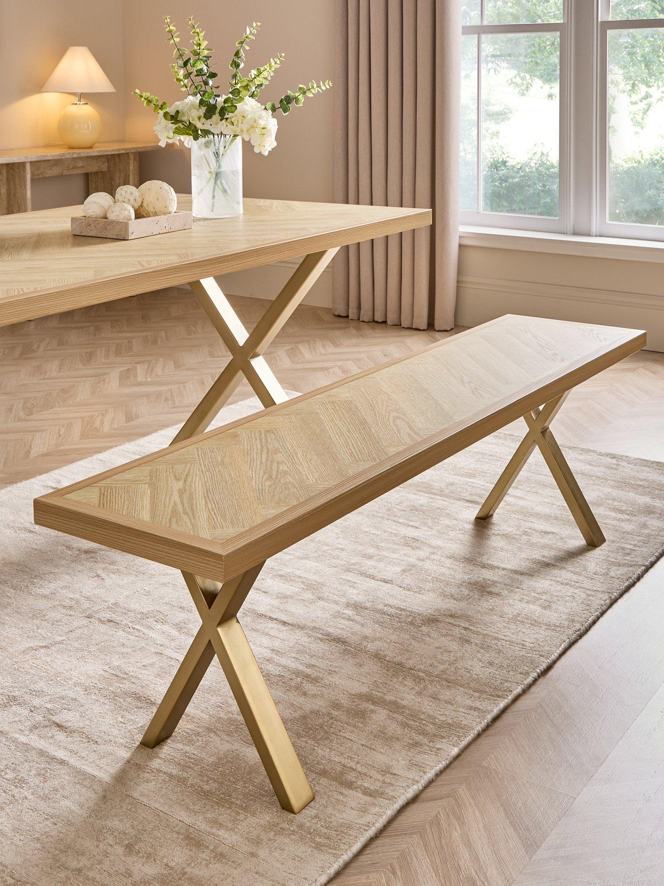 The Very Collection Kaia Chevron Bench With Brass Legs