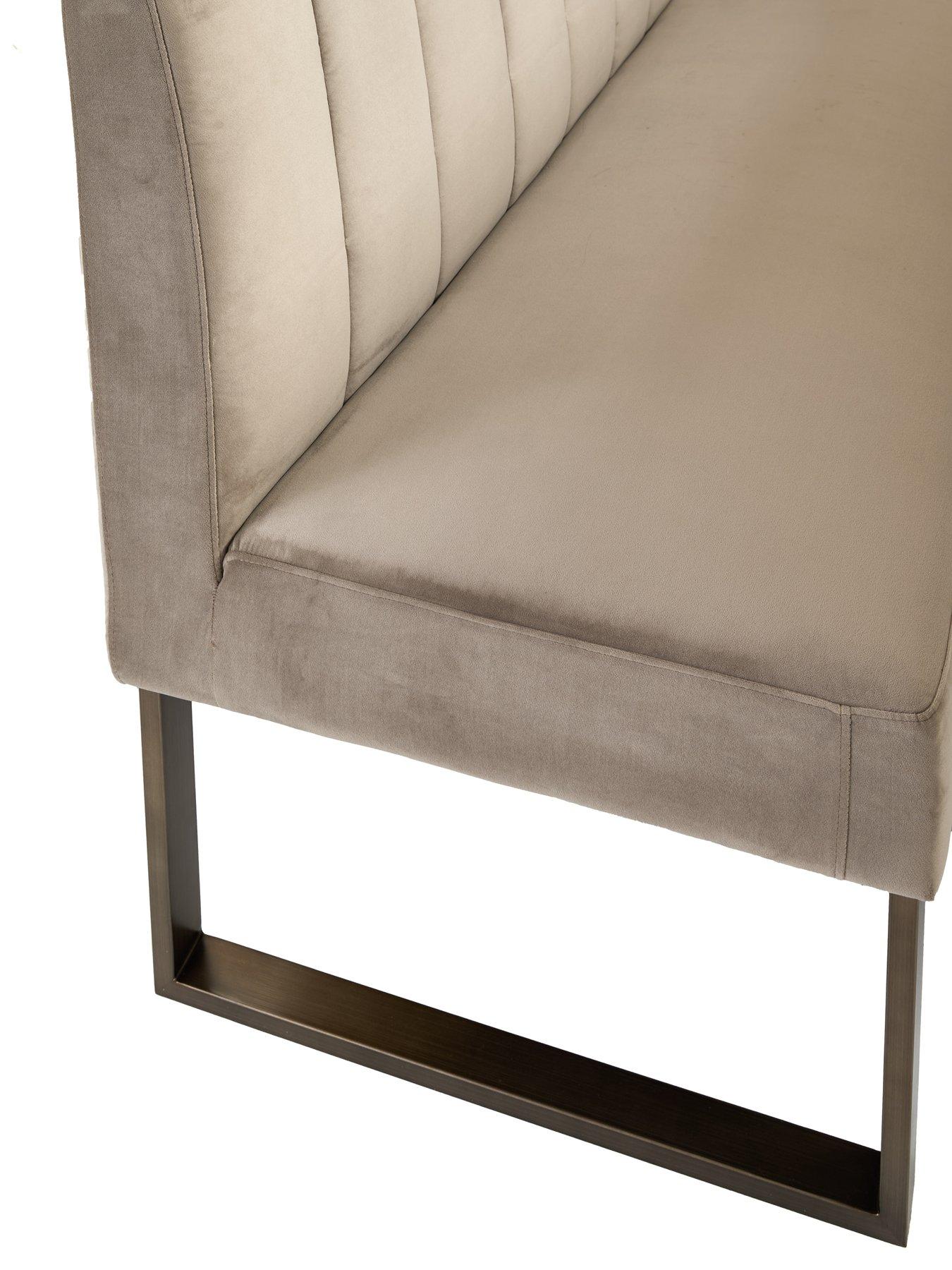 Image 5 of 7 of The Very Collection Valetta Velvet 160 cm&nbsp;Dining Table &amp; Bench Dining Set - Mink/Bronze