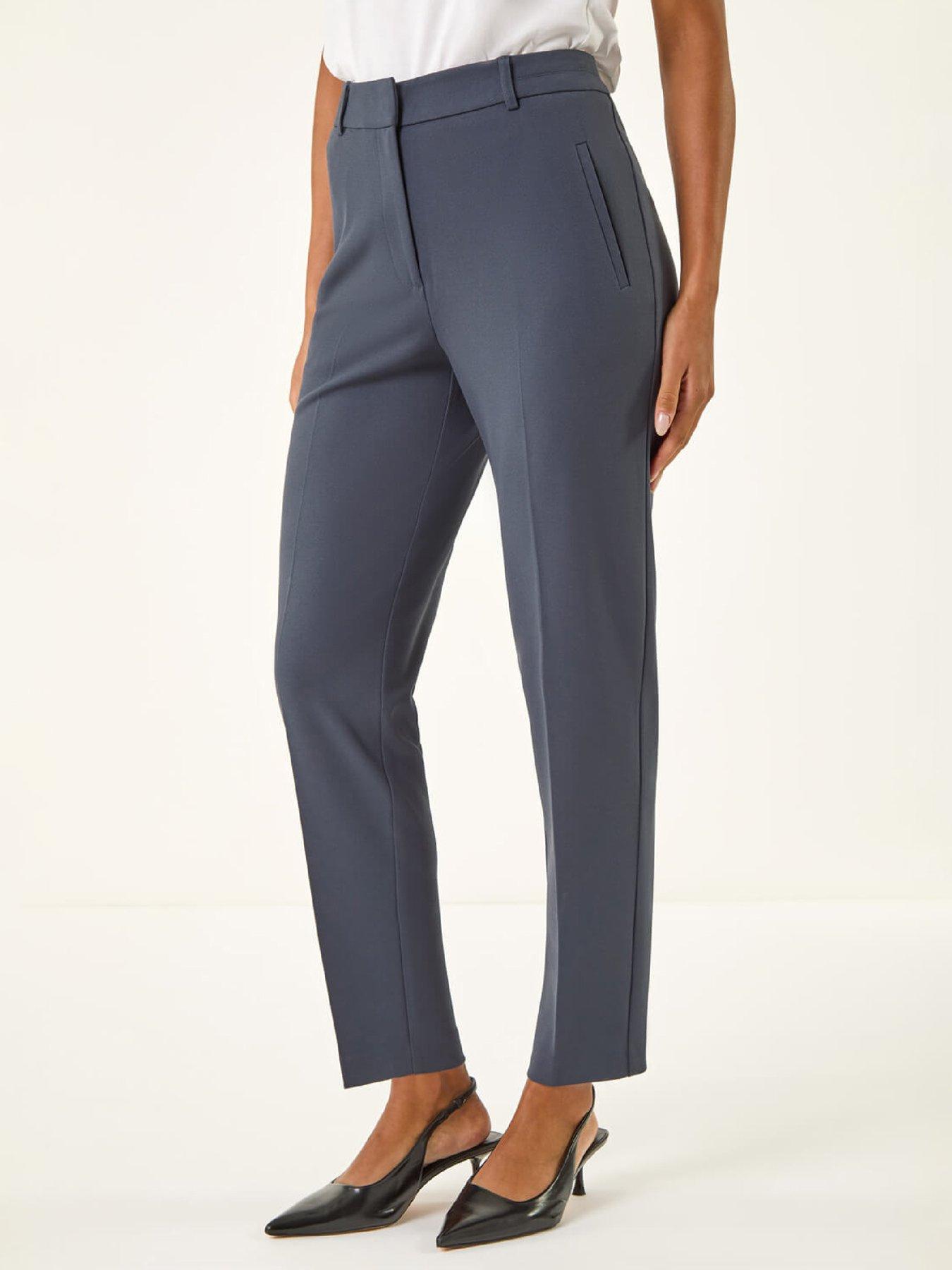 Roman Straight Leg Stretch Trouser - Dark-grey