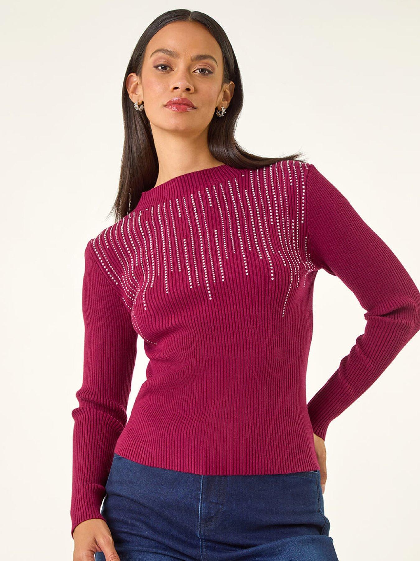 Roman Dusk Sparkly Knit Jumper - Burgundy