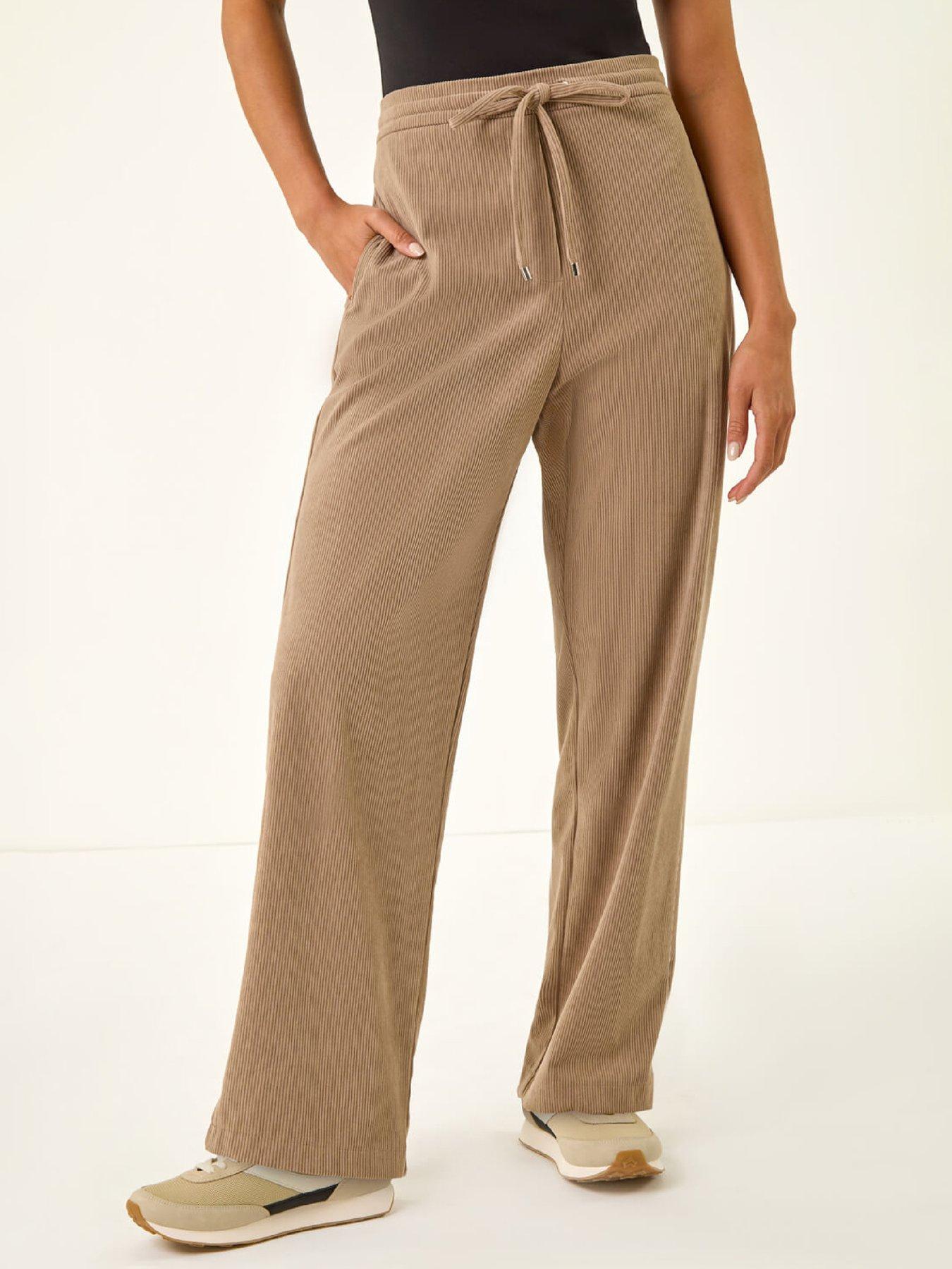 Roman Petite Corduroy Drawstring Trouser, Grey, Size 16, Women