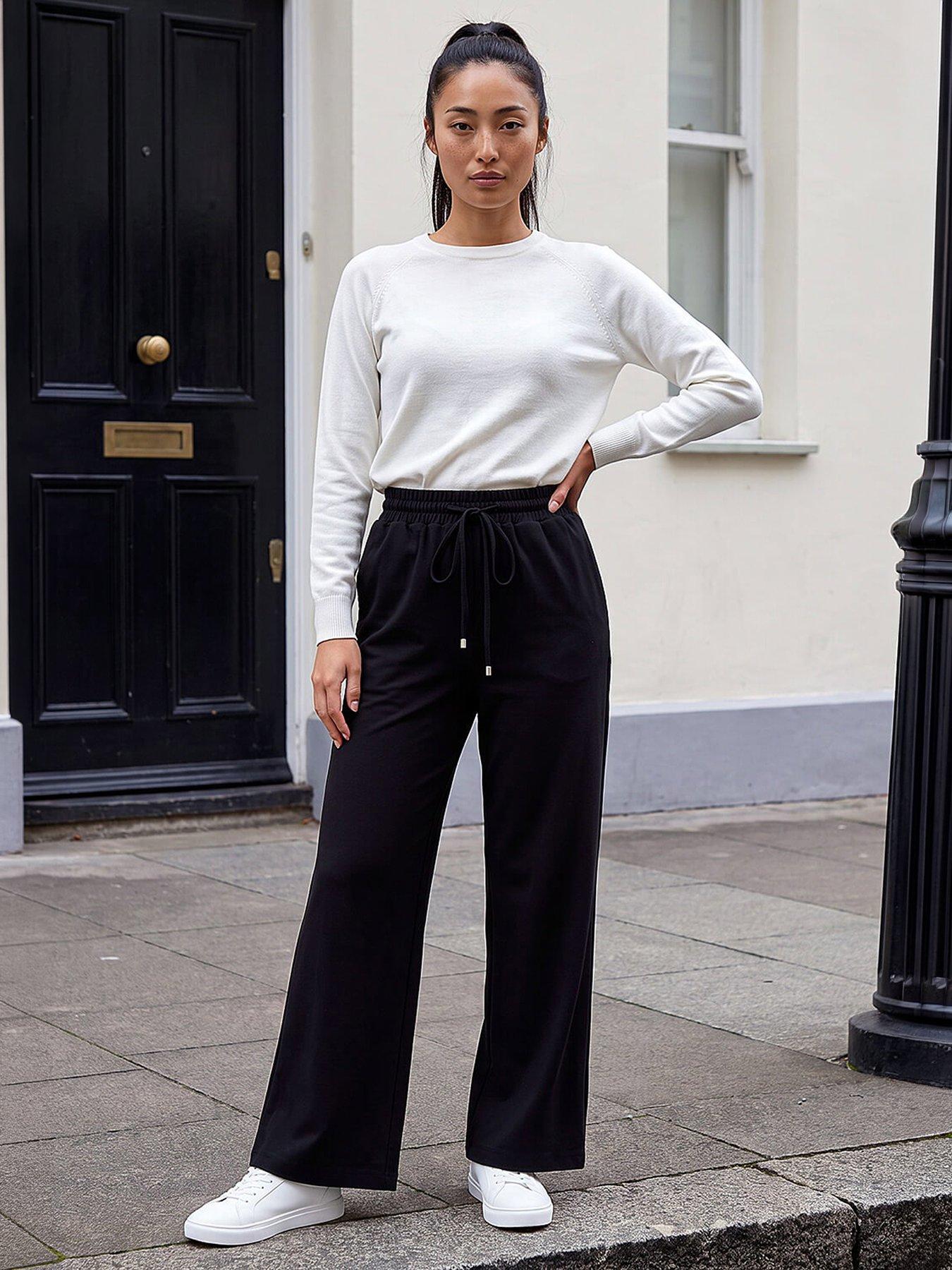 Image 2 of 5 of Roman Petite Drawstring Ponte Trouser - Black
