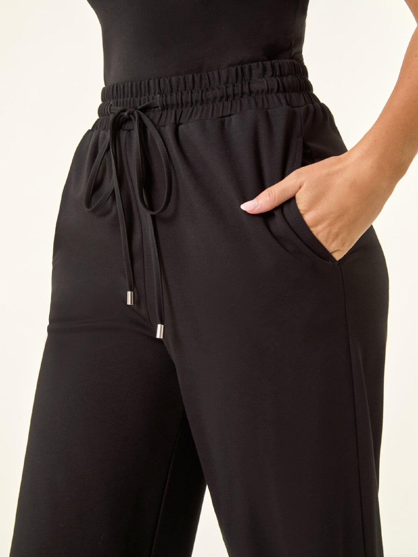 Image 5 of 5 of Roman Petite Drawstring Ponte Trouser - Black