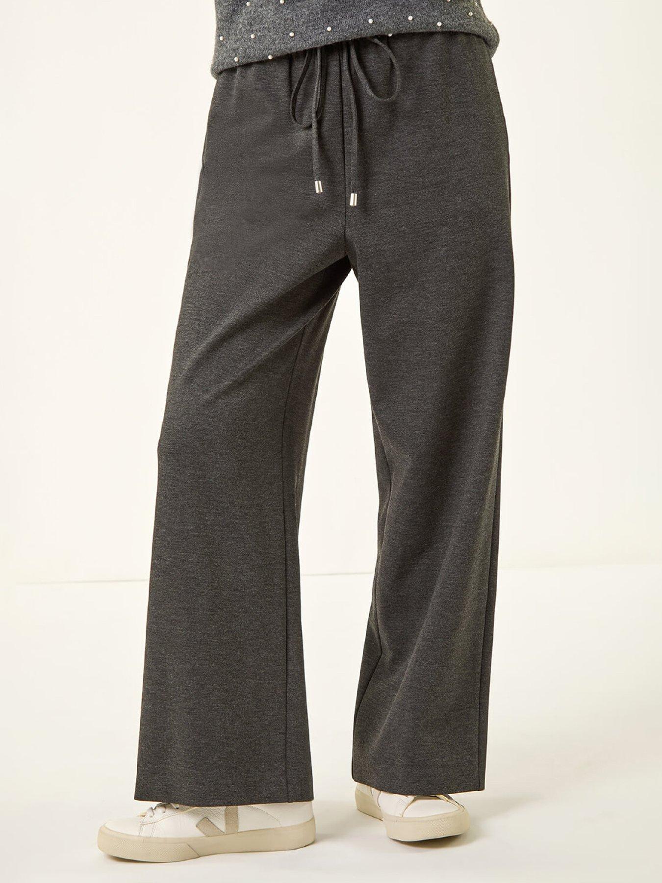 Roman Petite Drawstring Ponte Trouser, Grey, Size 10, Women