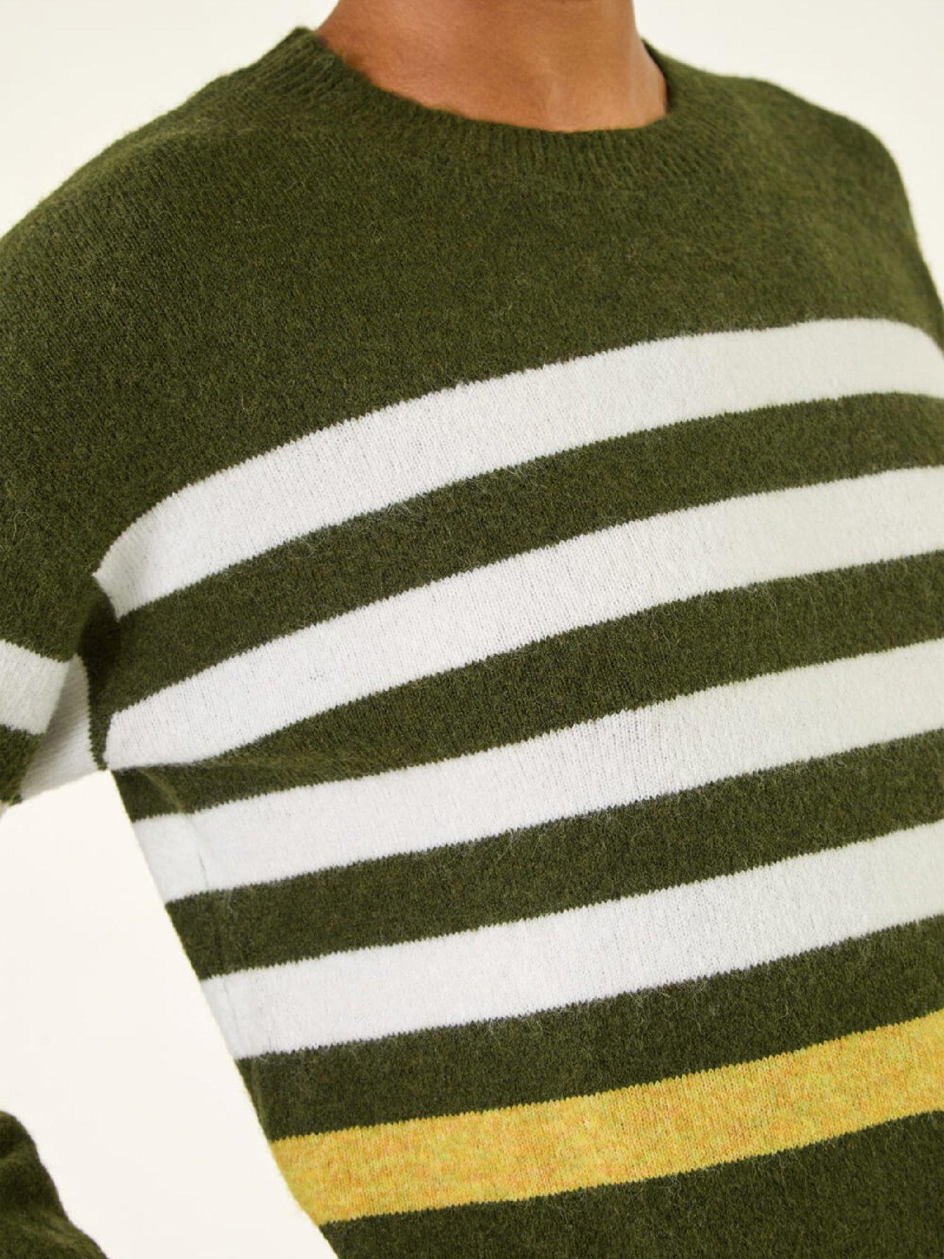 Image 5 of 5 of Roman Stripe Crew Neck Knit Jumper - Green