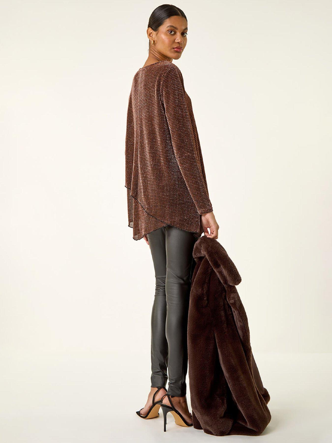 Image 2 of 5 of Roman Shimmer Asymmetric Layered Top - Bronze