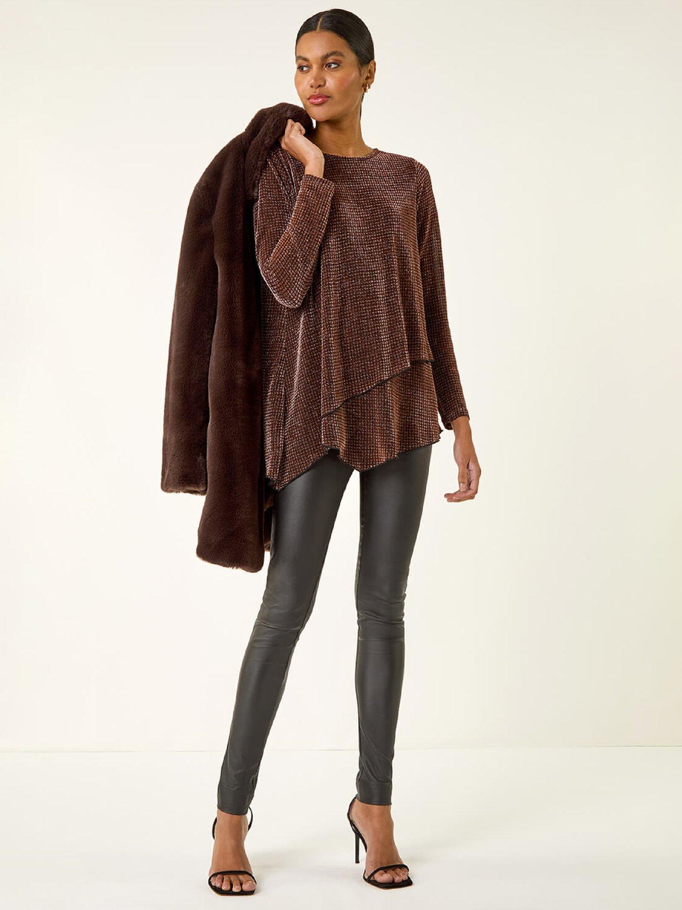 Image 3 of 5 of Roman Shimmer Asymmetric Layered Top - Bronze