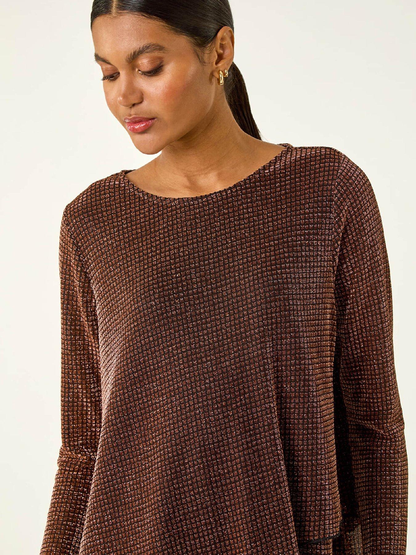 Image 4 of 5 of Roman Shimmer Asymmetric Layered Top - Bronze