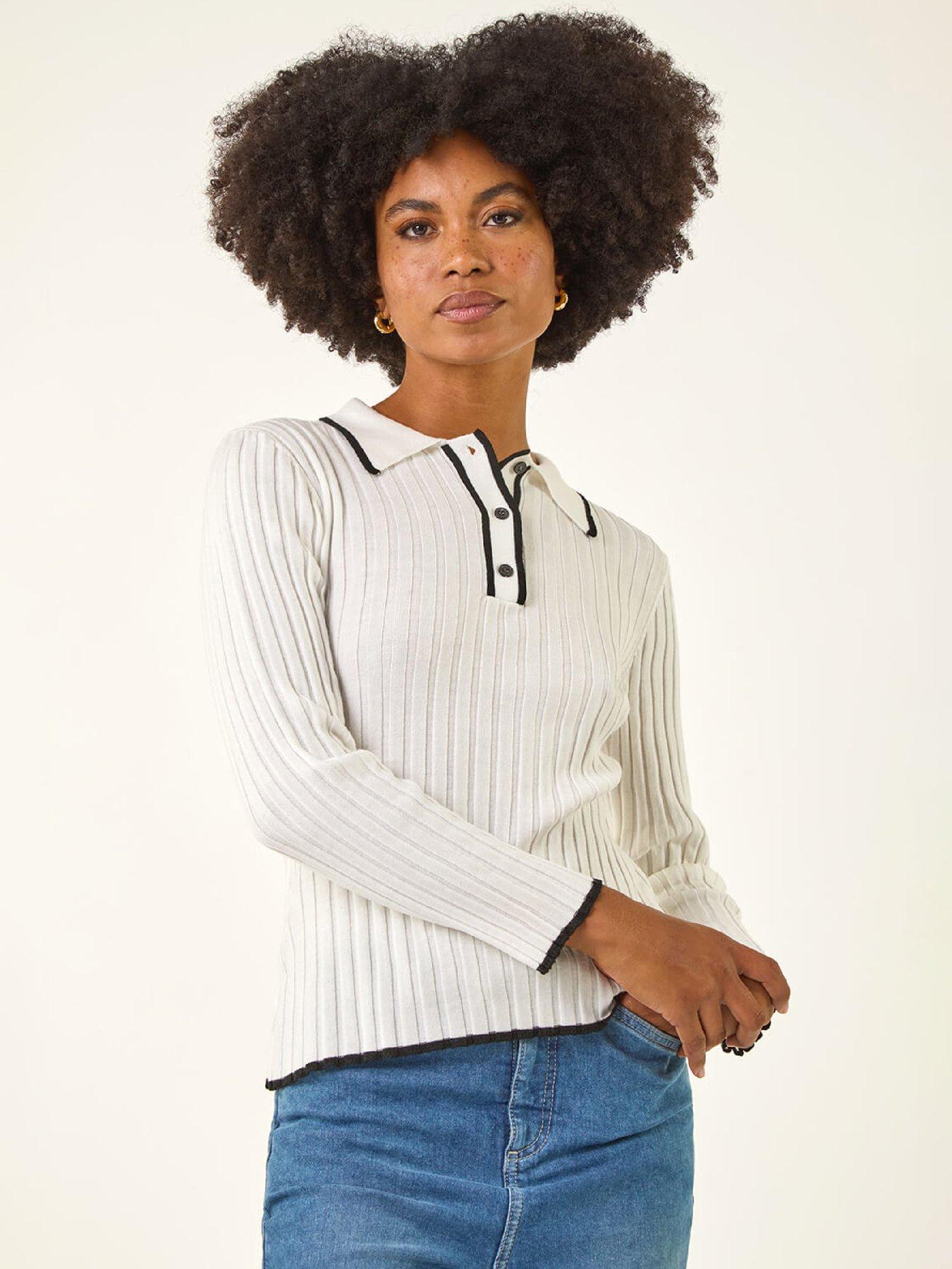 Image 1 of 5 of Roman Textured Colour Block Knit Jumper - Ivory