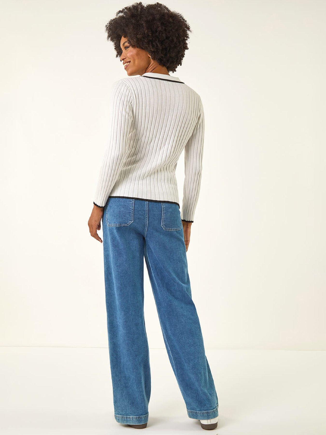 Image 2 of 5 of Roman Textured Colour Block Knit Jumper - Ivory