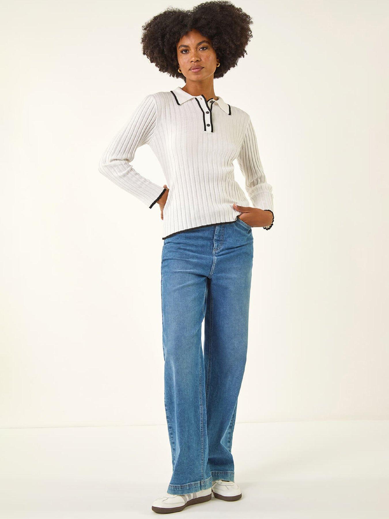 Image 3 of 5 of Roman Textured Colour Block Knit Jumper - Ivory