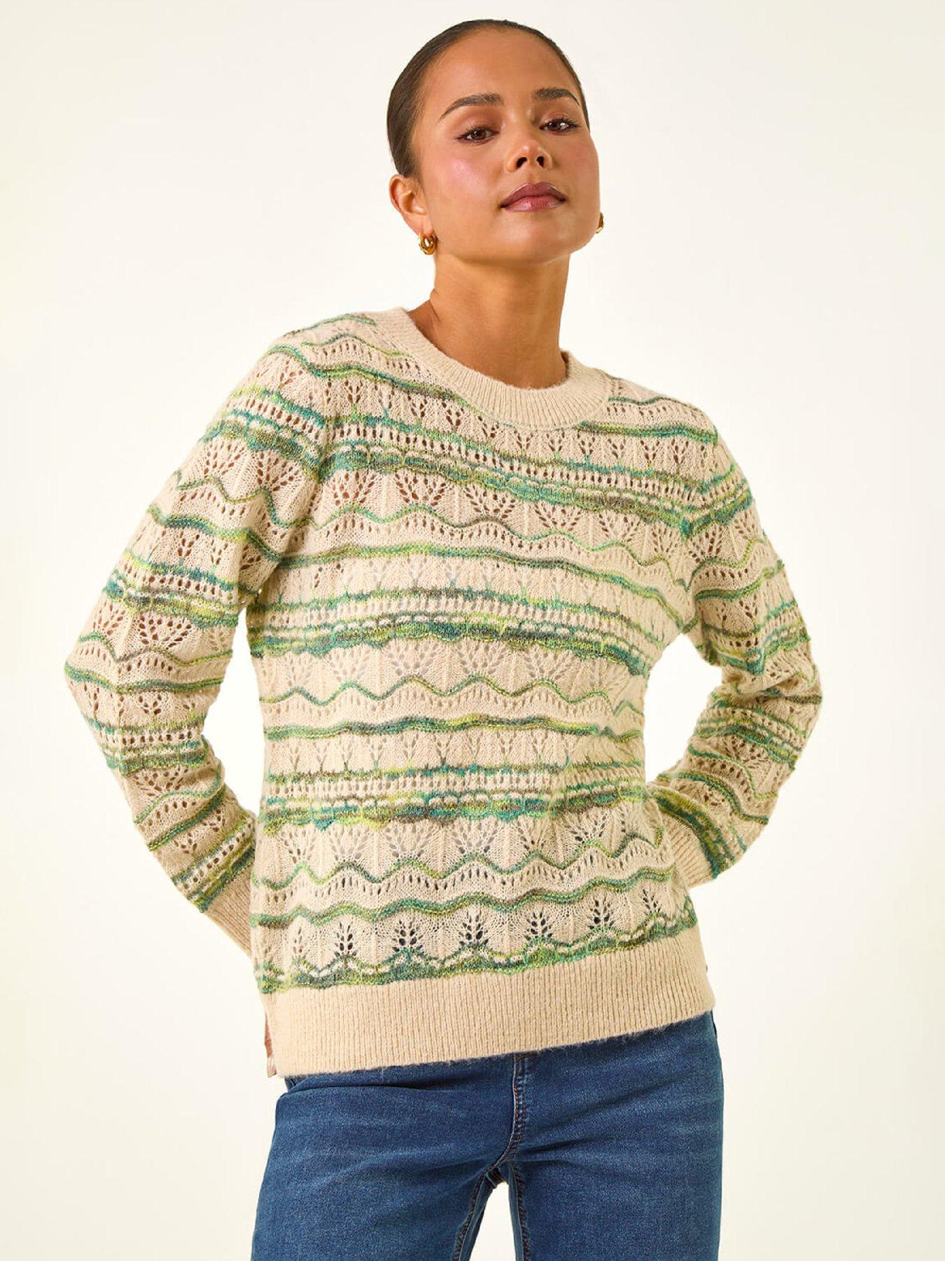 Roman Petite Melange Stripe Knit Jumper - Green