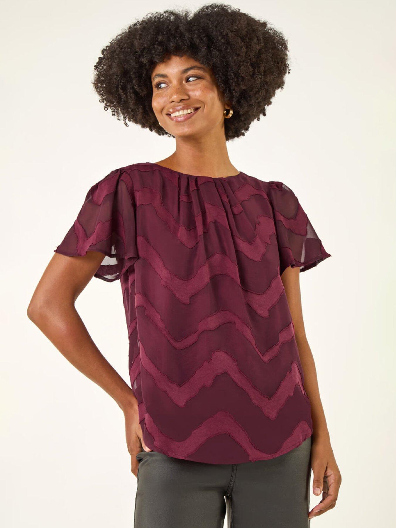 Roman Jacquard Zig Zag Top - Wine