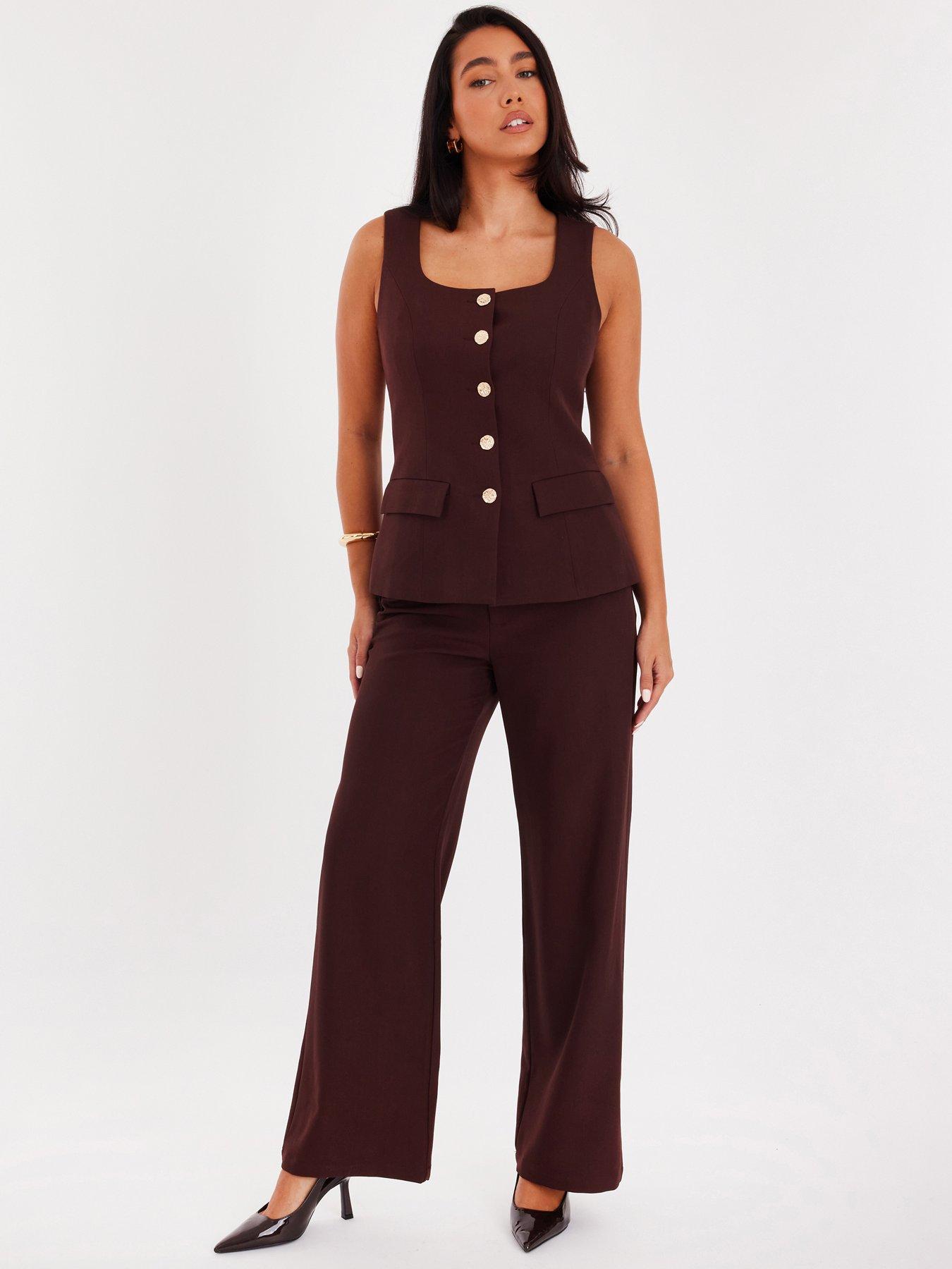 Quiz Brown Tapered Trousers