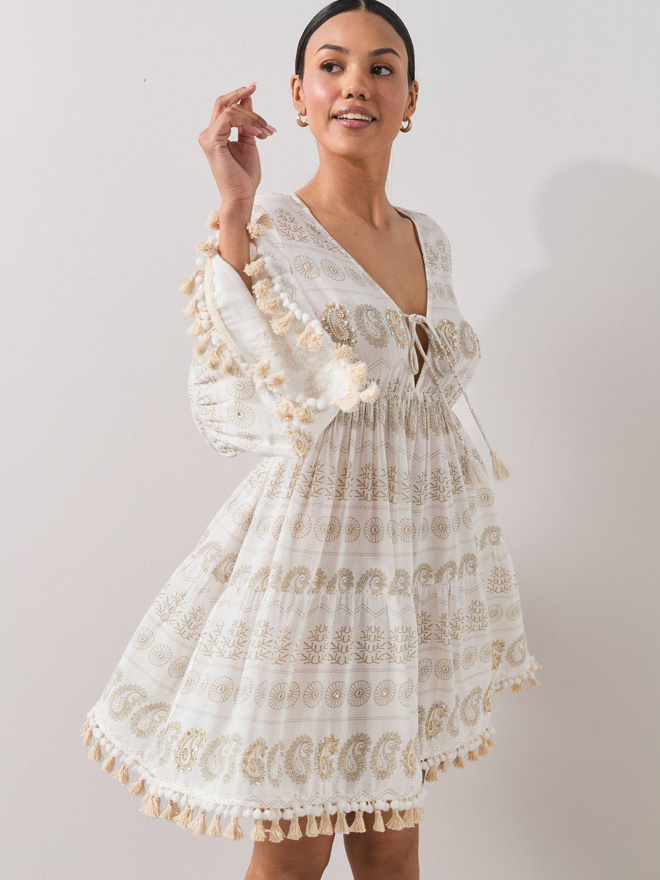 beaded shoulder dress Chic and Holland