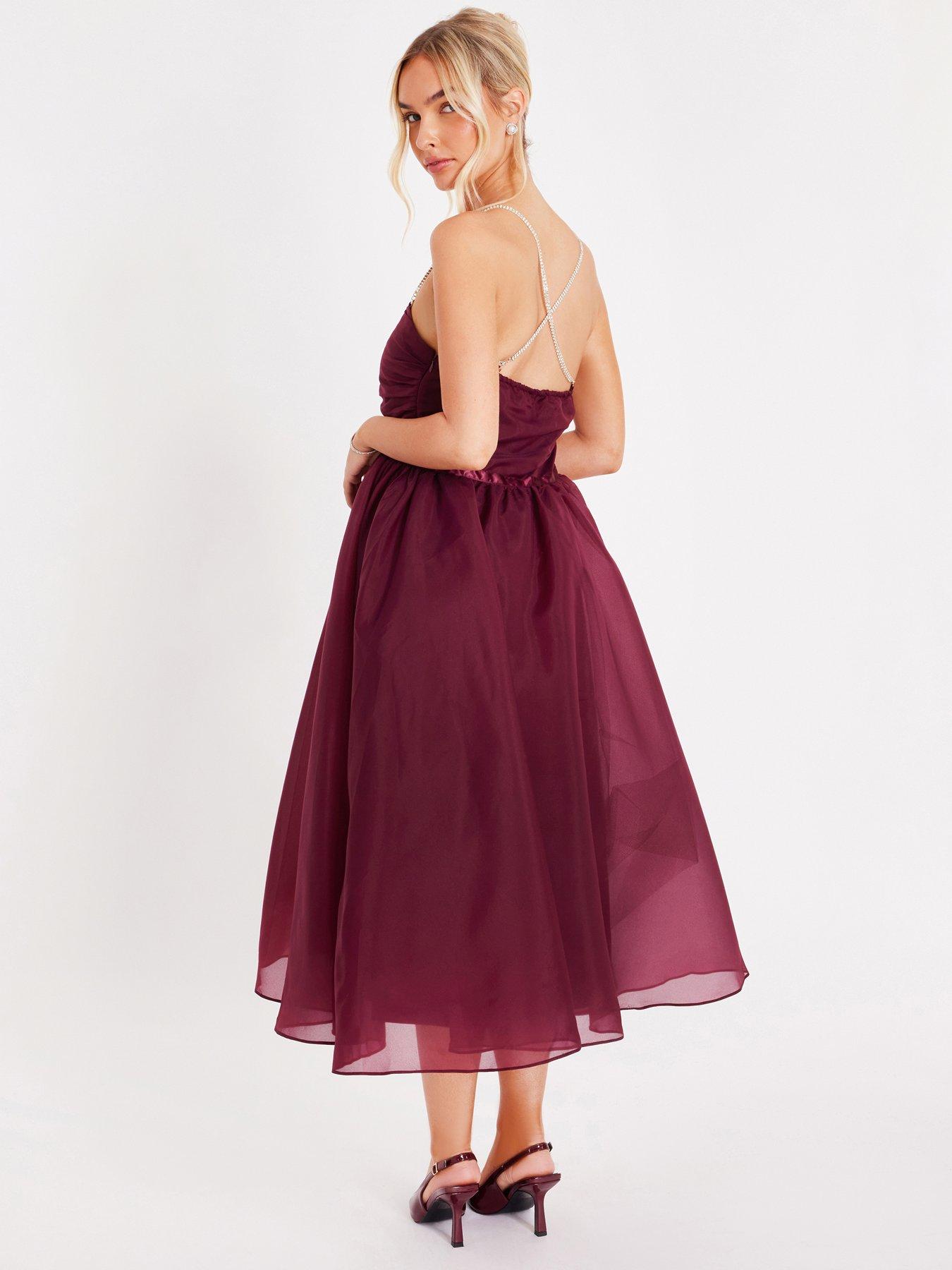 burgundy skater dress uk Kaiia exclusive compact knit flared sleeve mini skater dress in burgundy