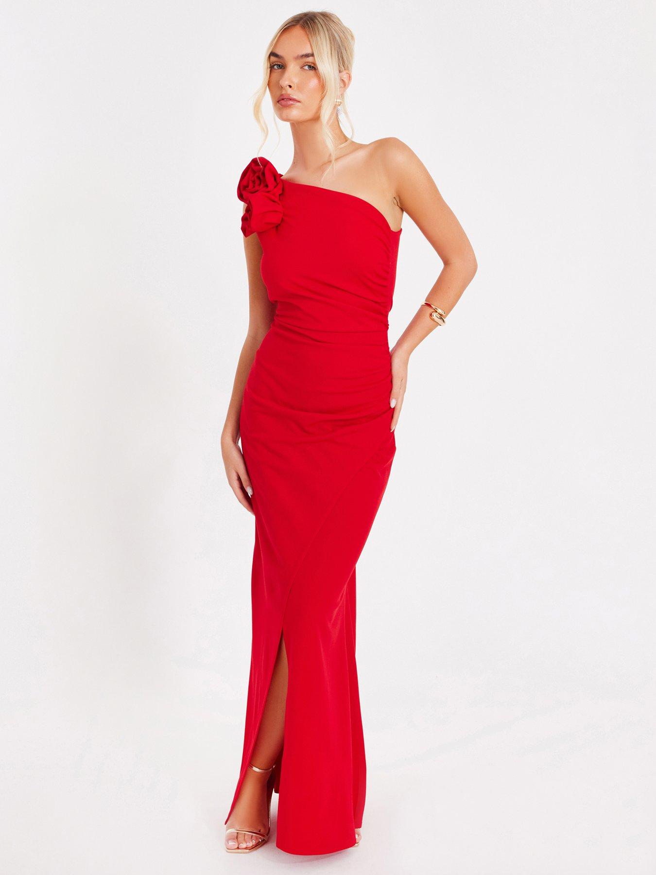 Quiz Red Corsage Maxi Dress