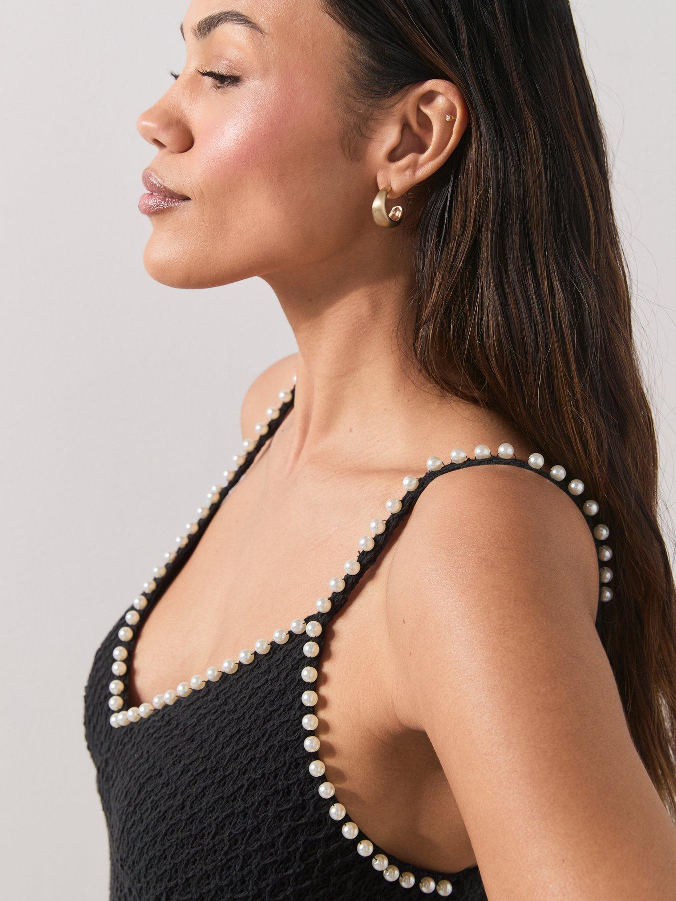 The Very Collection Pearl Embellished Crochet Mini Dress | Very