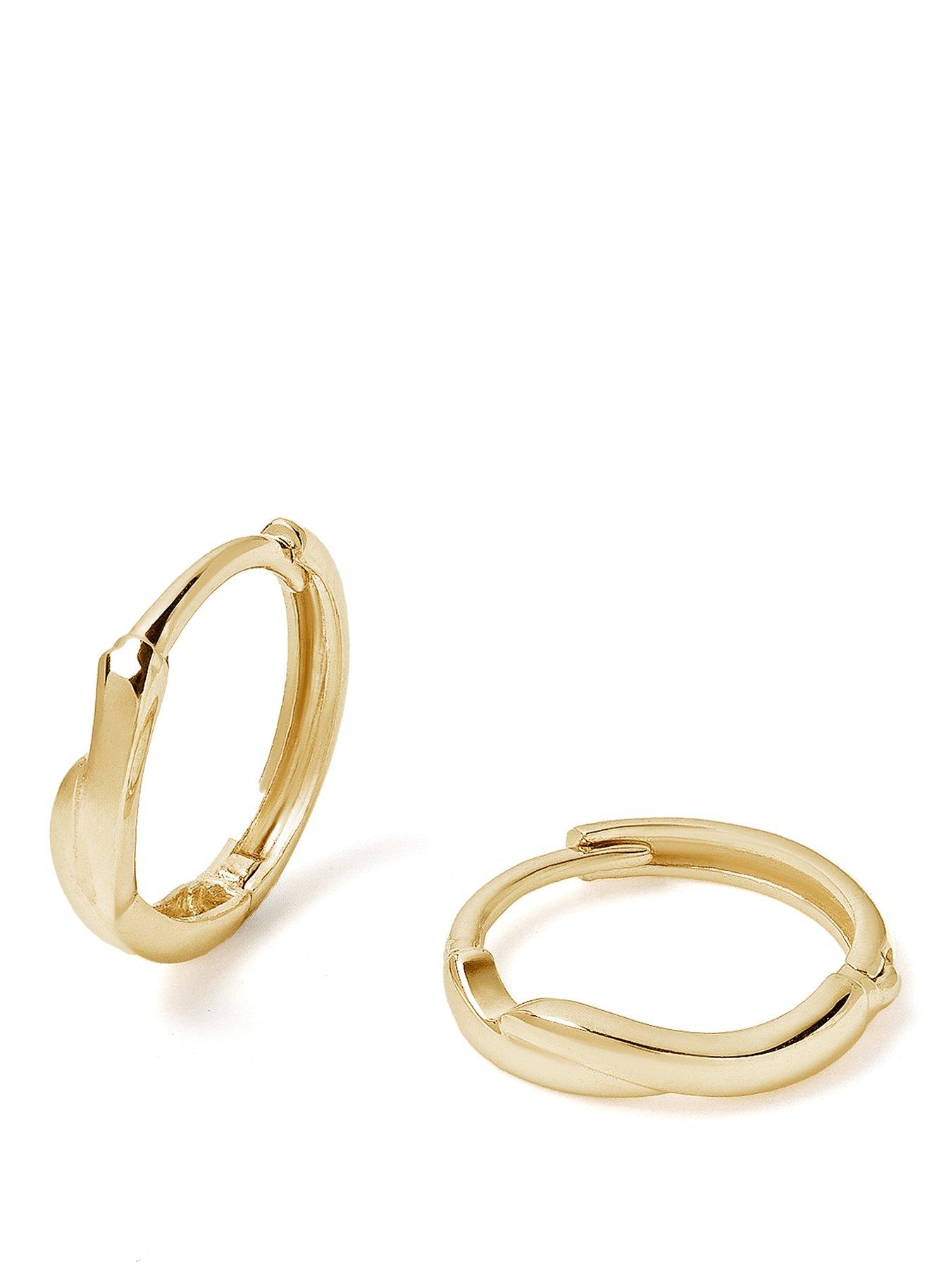 The Love Collection 9ct Gold Wave Huggie Hoop Earrings
