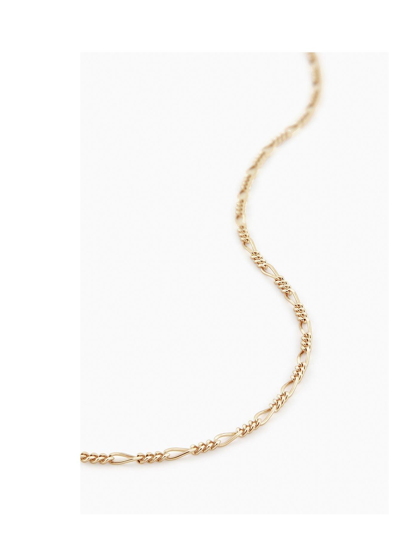 The Love Collection 9ct Yellow Gold Solid Figaro Diamond Cut Chain 18 inch
