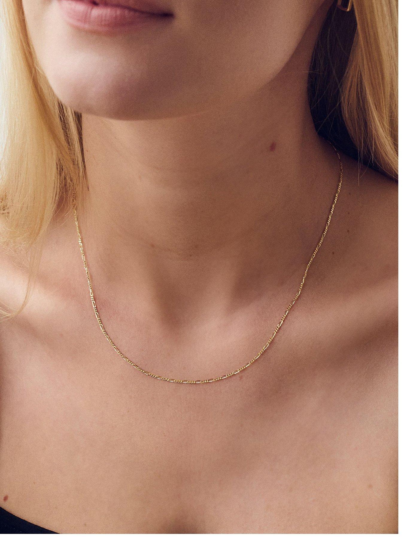 The Love Collection 9ct Yellow Gold Solid Figaro Diamond Cut Chain 18 inch