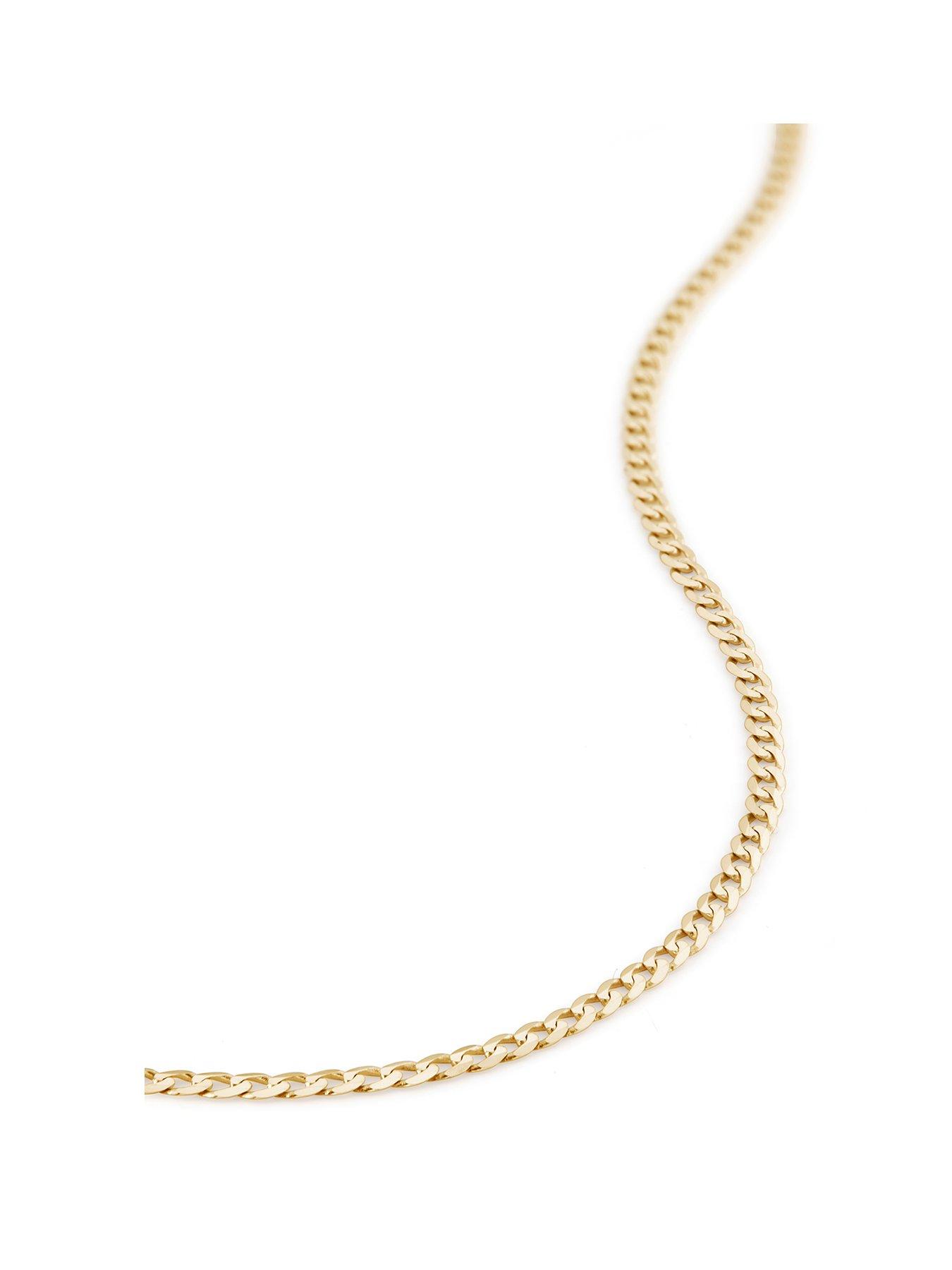 The Love Collection 9ct Yellow Gold Solid Curb Chain 18 inch