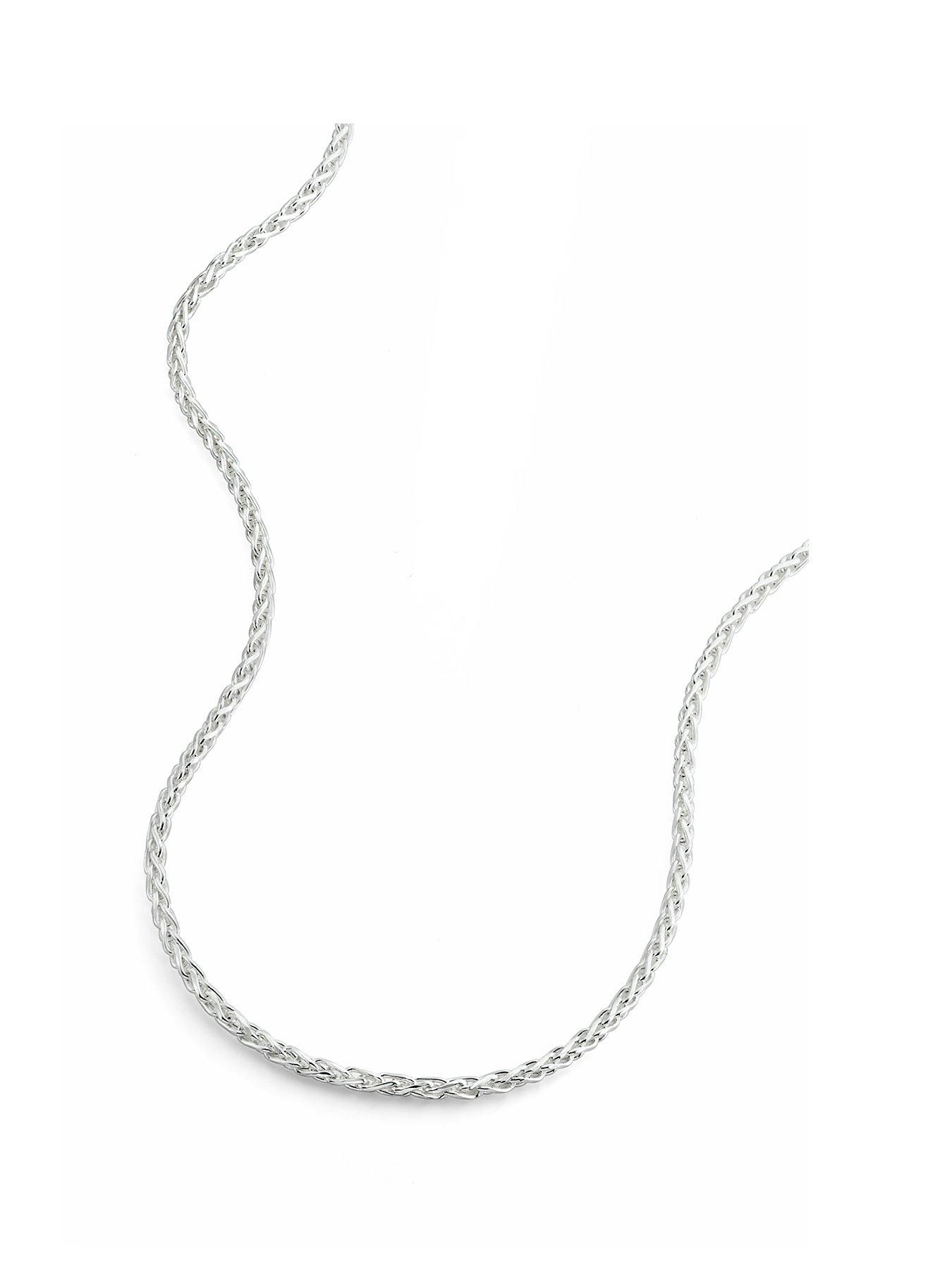 The Love Collection Sterling Silver Wheat Chain (1.5mm) Necklace 18 inch