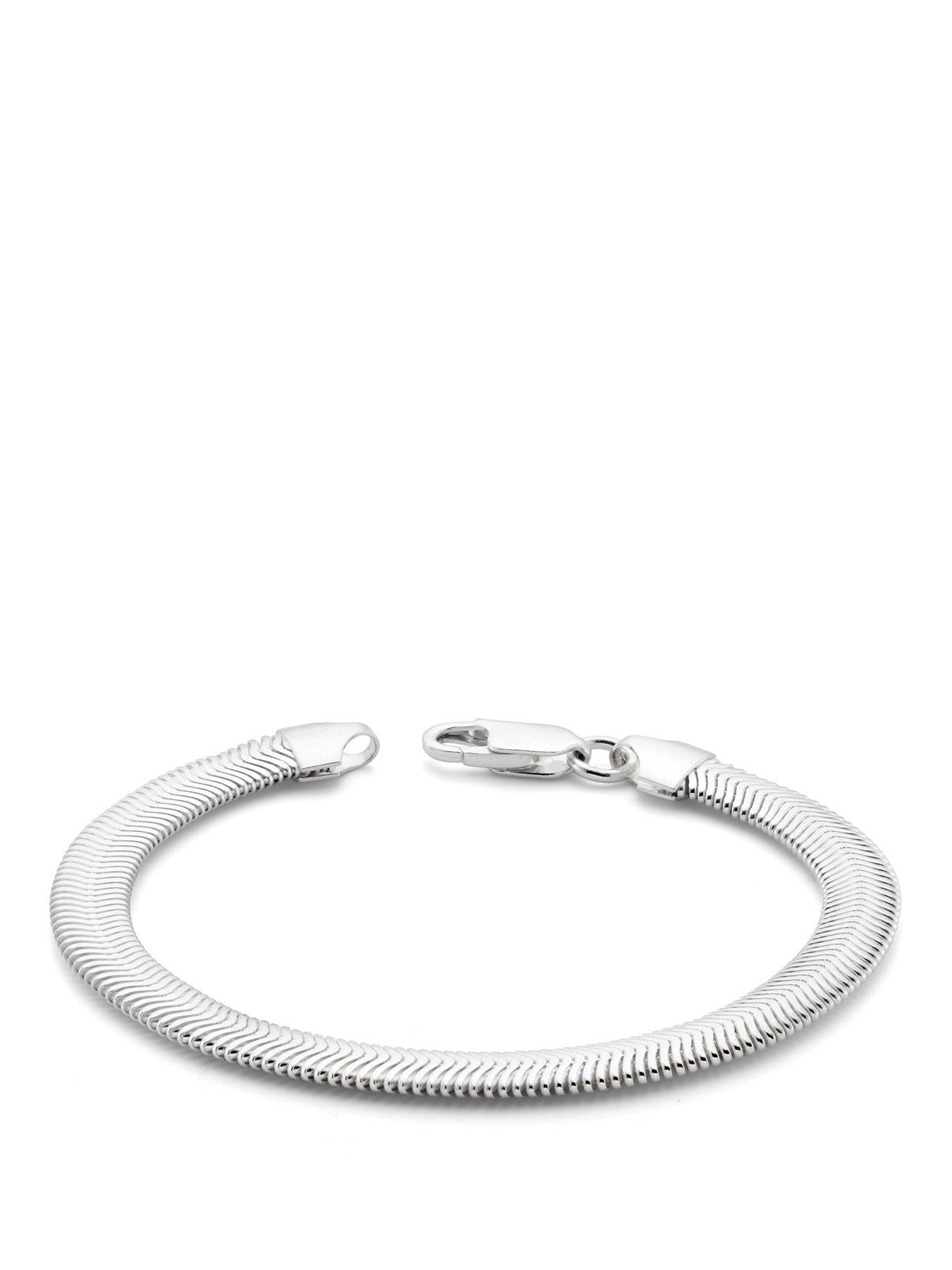 The Love Collection Sterling Silver Snake Chain (6mm) Bracelet 7 inch