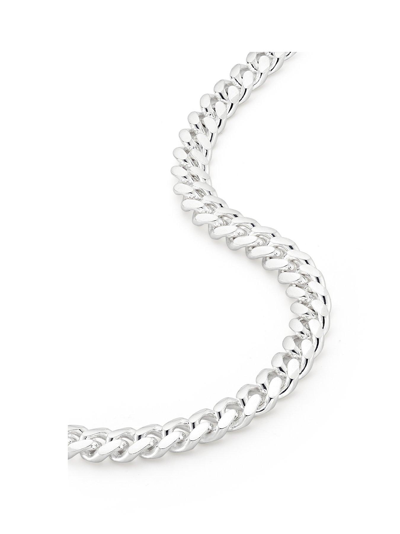 The Love Collection Sterling Silver Curb Chain Cuban (8mm) Necklace 22 inch