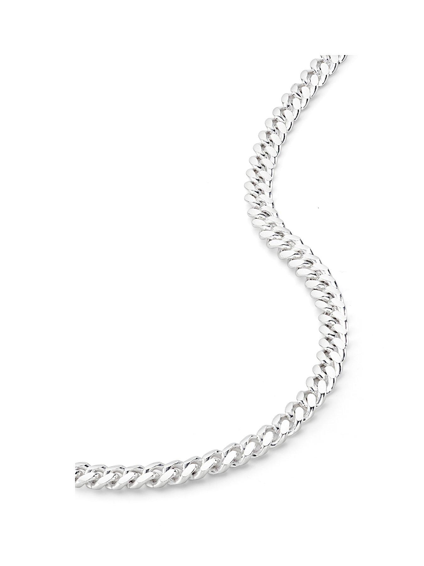 The Love Collection Sterling Silver Curb Chain Cuban (4.75mm) Necklace 20 inch