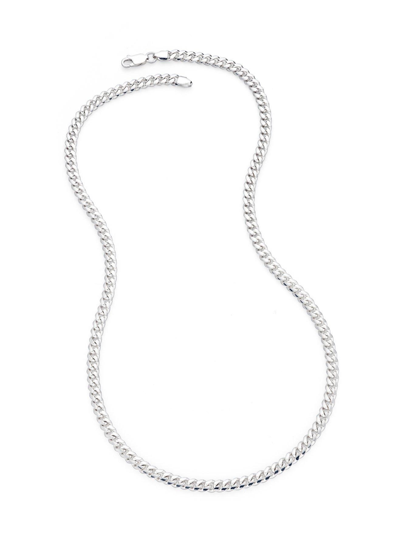 Image 2 of 6 of The Love Collection Sterling Silver Curb Chain Cuban (4.75mm) Necklace 20 inch