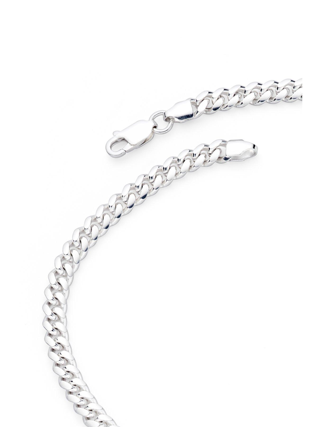 Image 3 of 6 of The Love Collection Sterling Silver Curb Chain Cuban (4.75mm) Necklace 20 inch