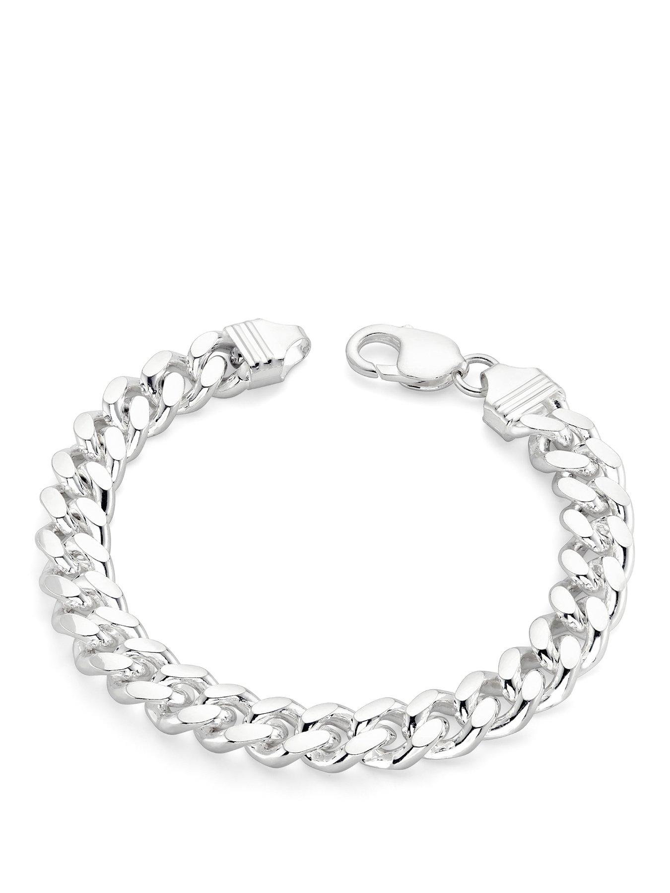 The Love Collection Sterling Silver Curb Chain Cuban (10.5mm) Bracelet 8.5 inch