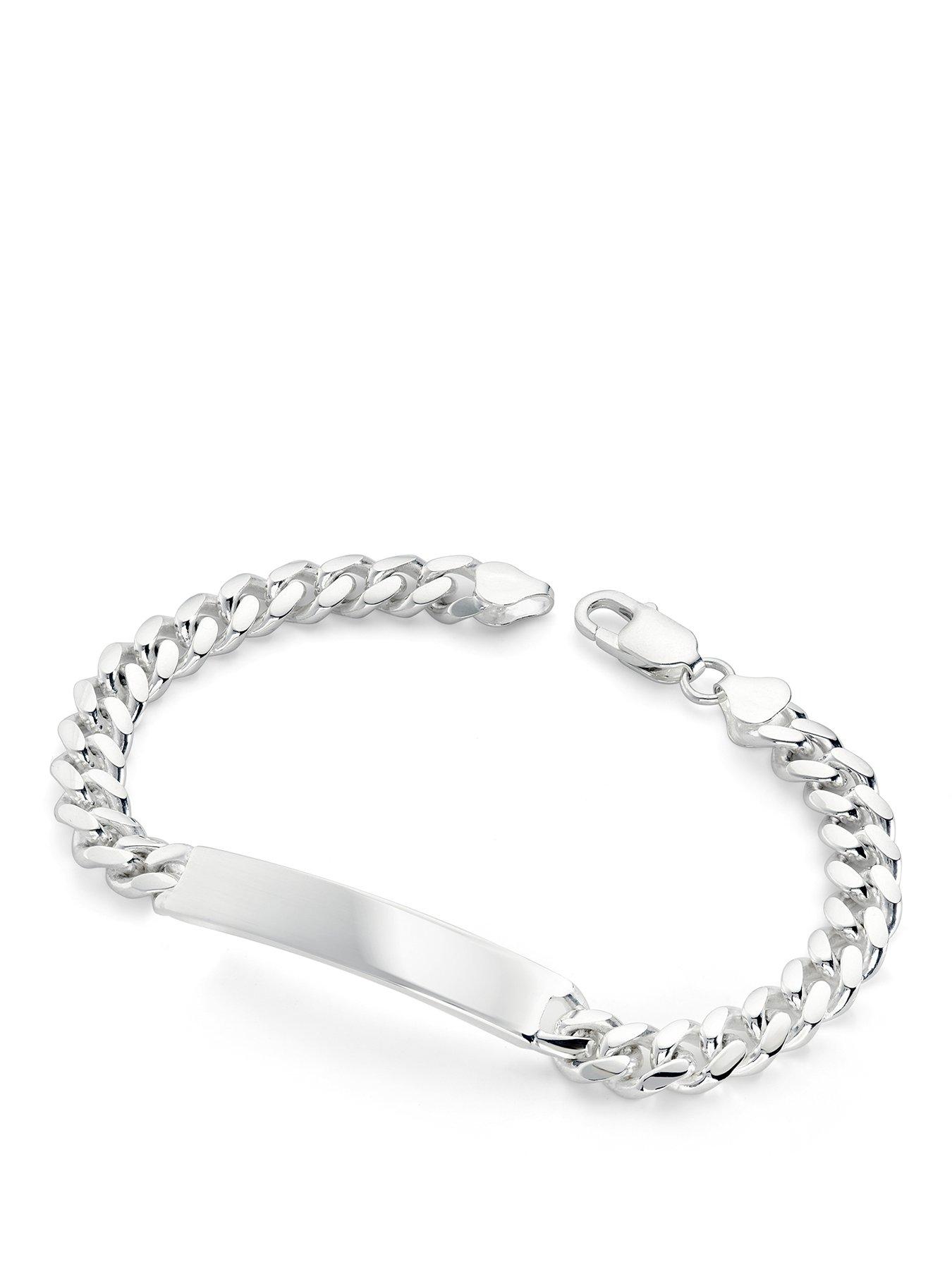 The Love Collection Sterling Silver Curb Chain Cuban (8mm) ID Bracelet 8.5 inch